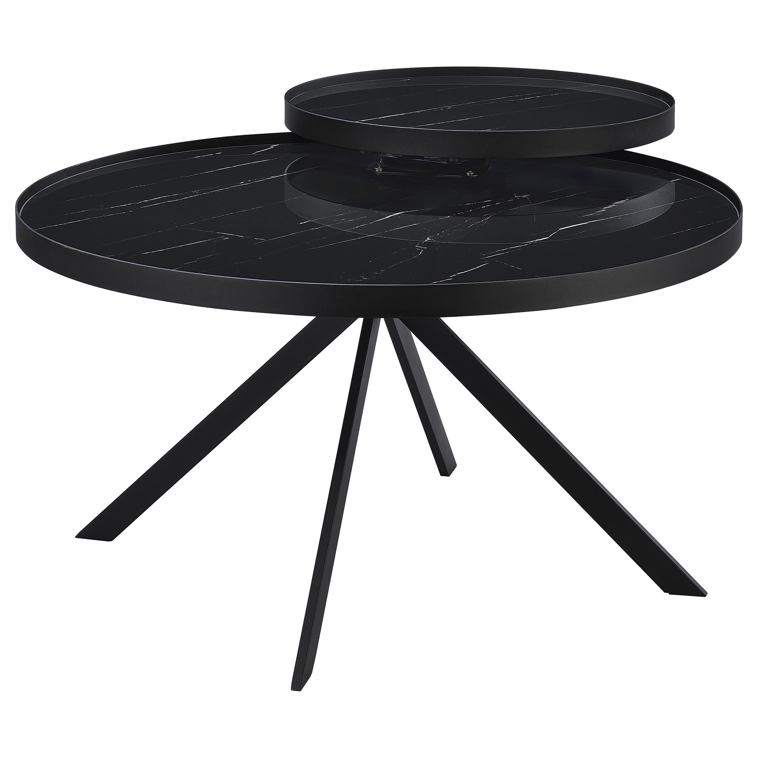 Briggs Round Coffee and End Table Set Black