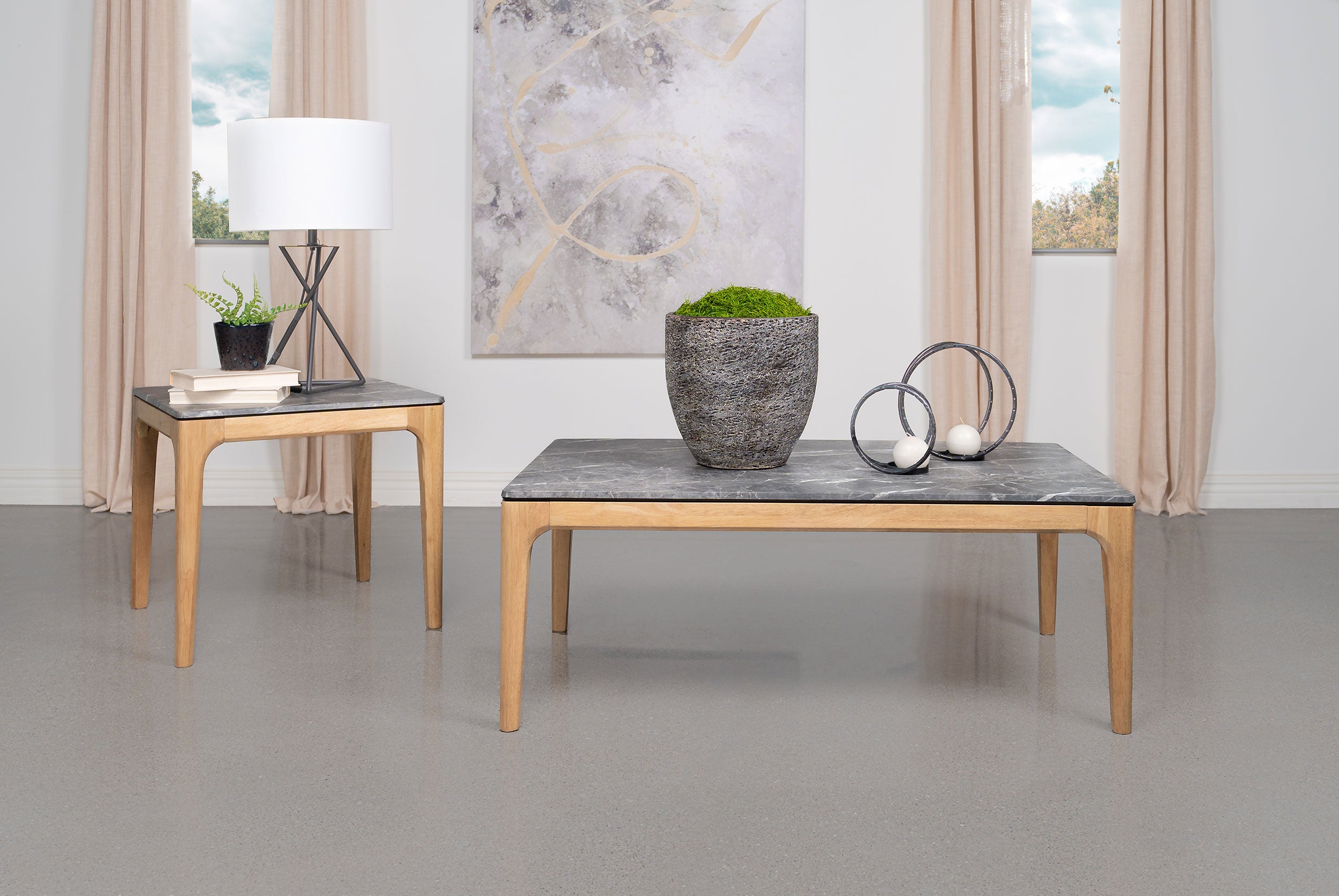 Polaris SmartTop Coffee and End Table Set Grey