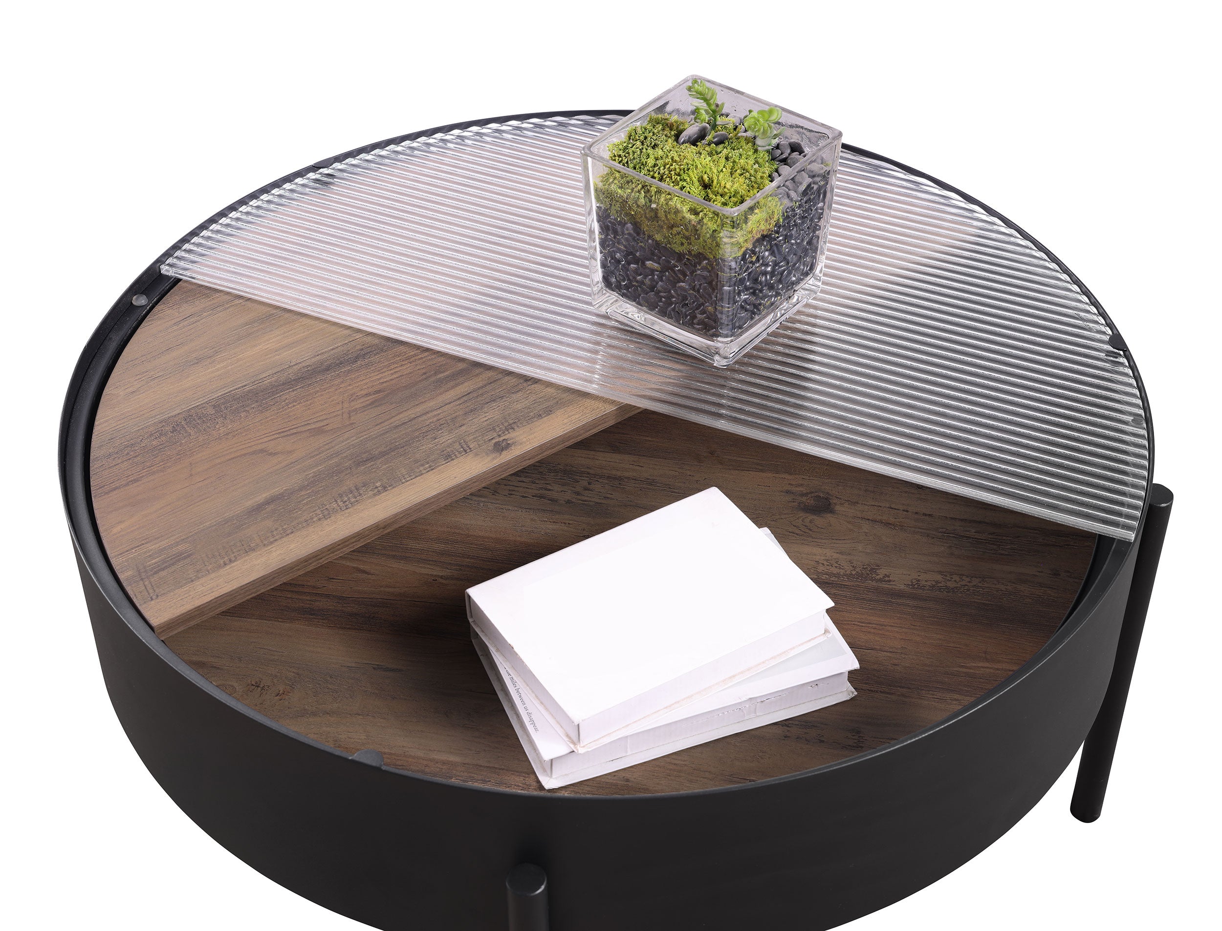 Ozella Round Coffee and End Table Set Sandy Black