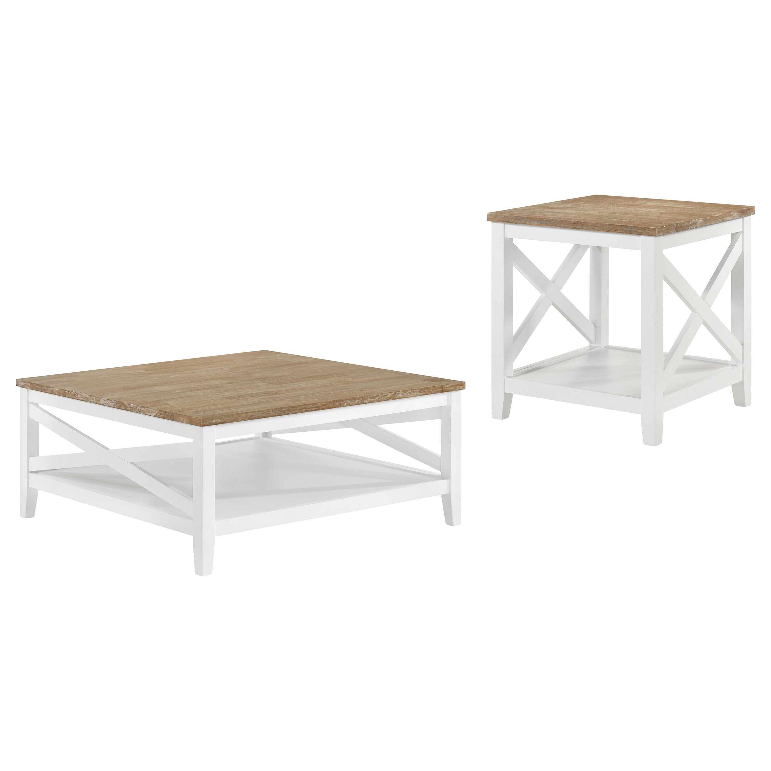 Hollis Square Coffee and End Table Set White