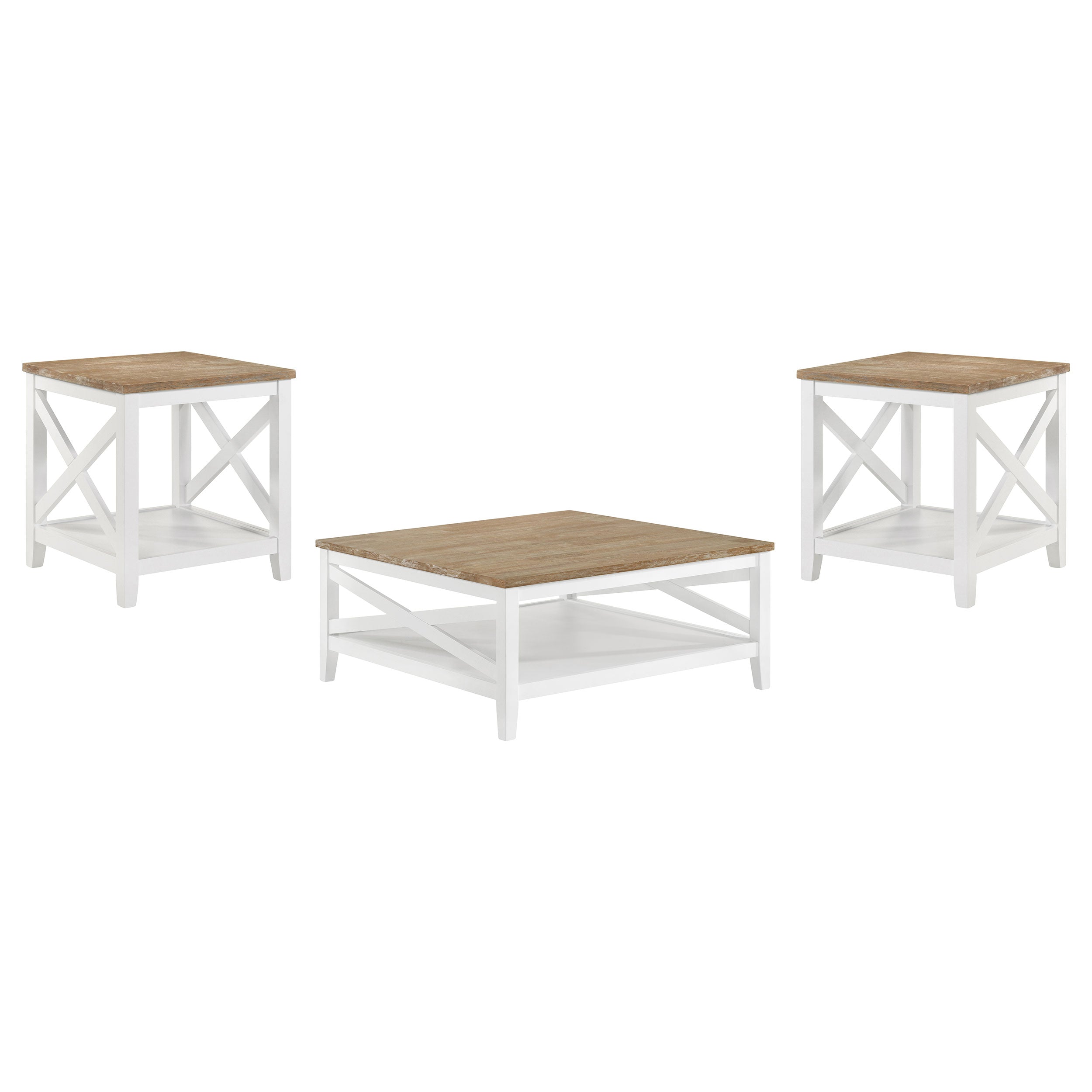 Hollis Square Coffee and End Table Set White