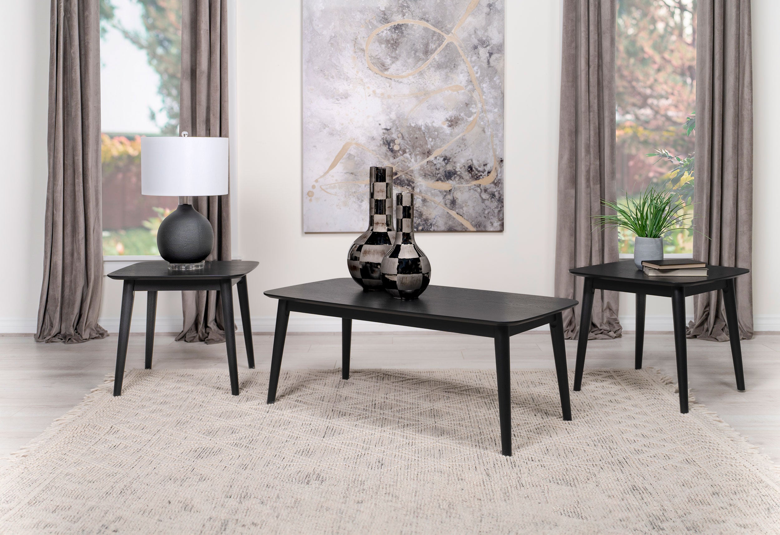 Radley Rectangular Coffee Table Set Black