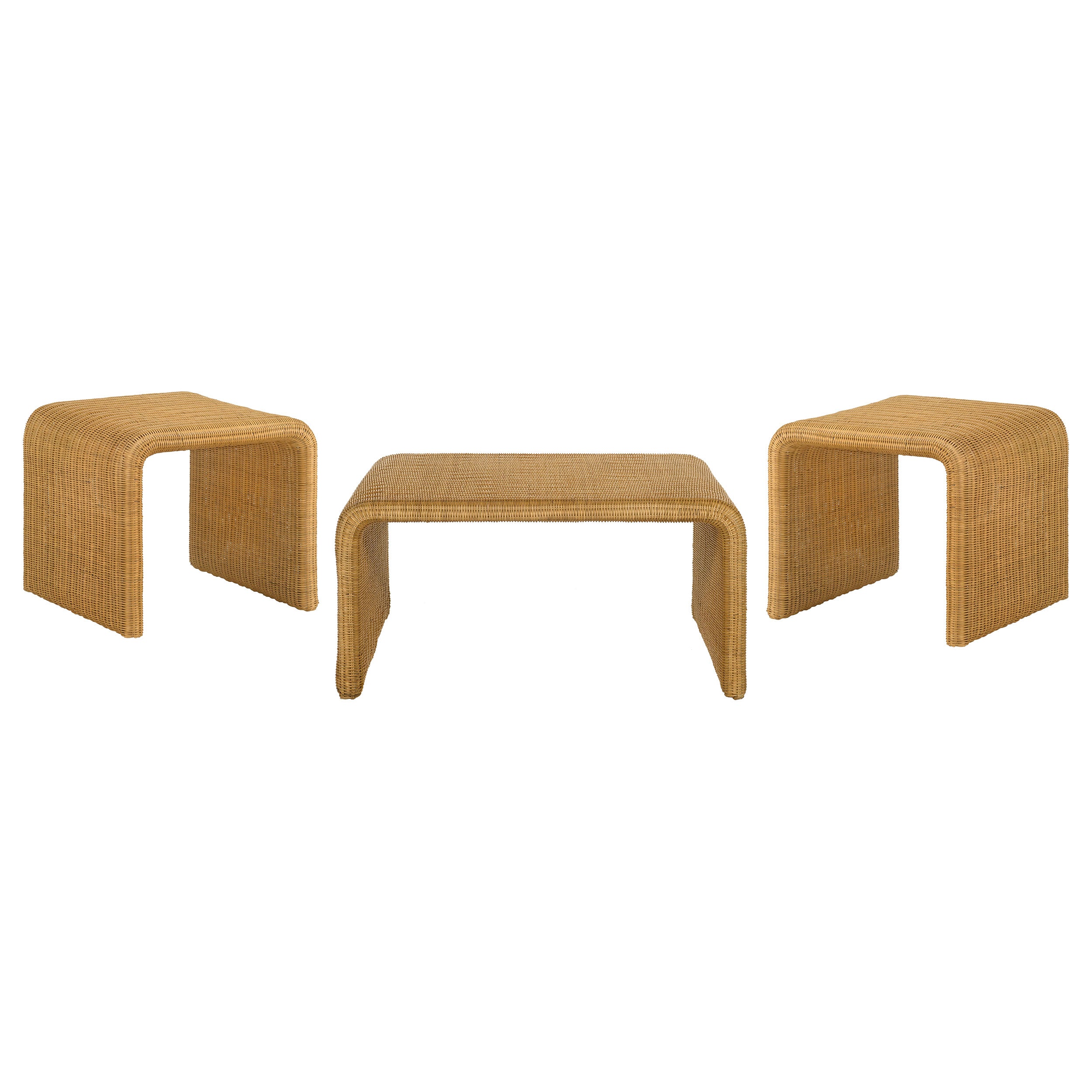 Cahya Rattan Coffee and End Table Set Black