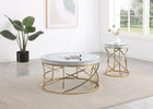 Elise Round Mirror Top Coffee and End Table Set Gold