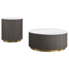 Dearborn Genuine Marble Round Coffee and End Table Set