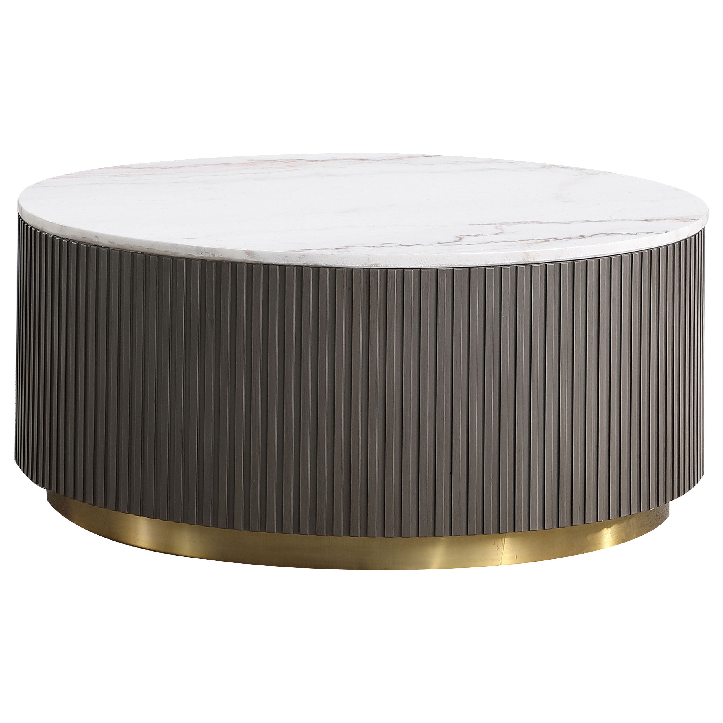 Dearborn Genuine Marble Round Coffee and End Table Set