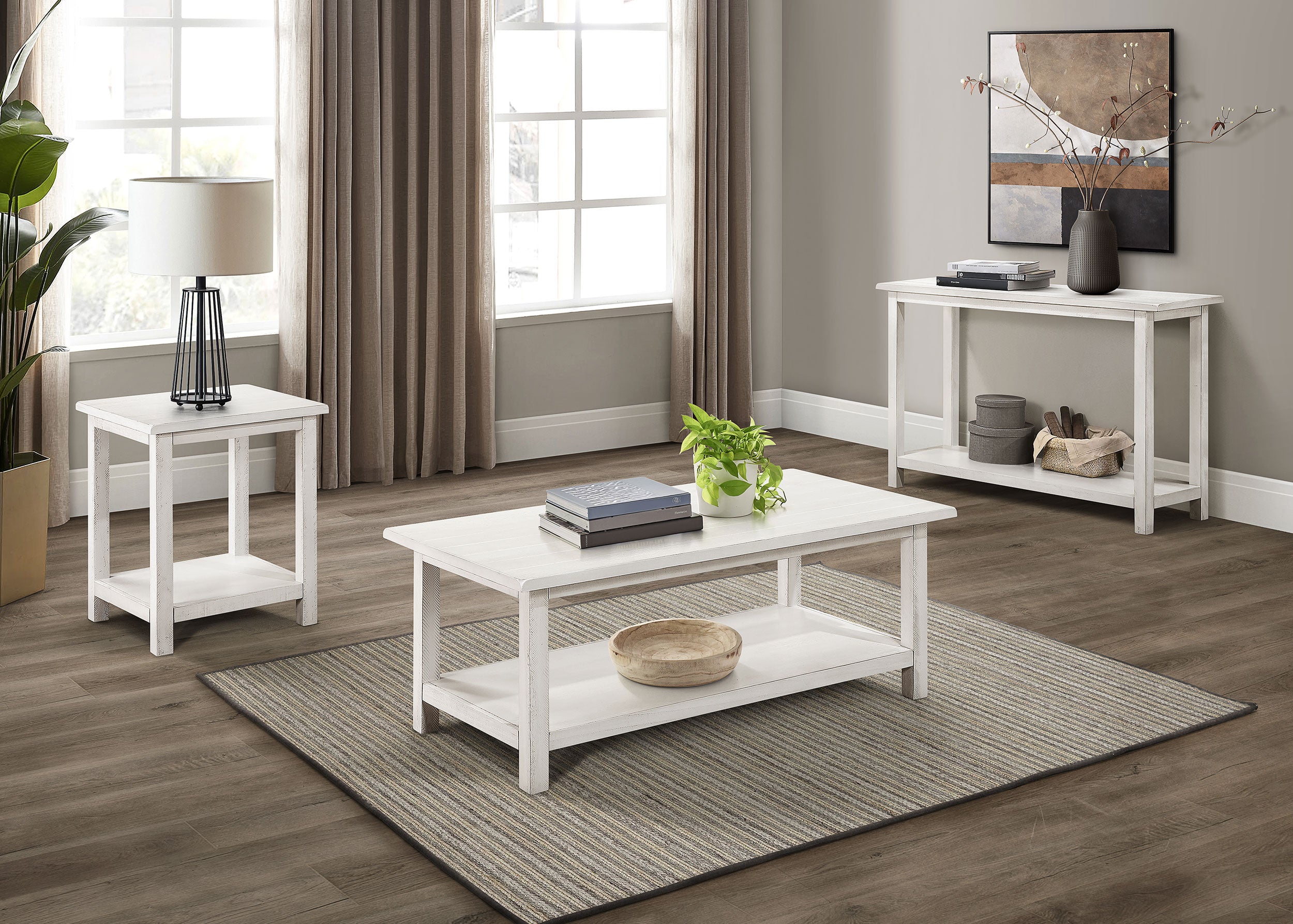 Payne Wood End Table with Shelf Distressed Brown