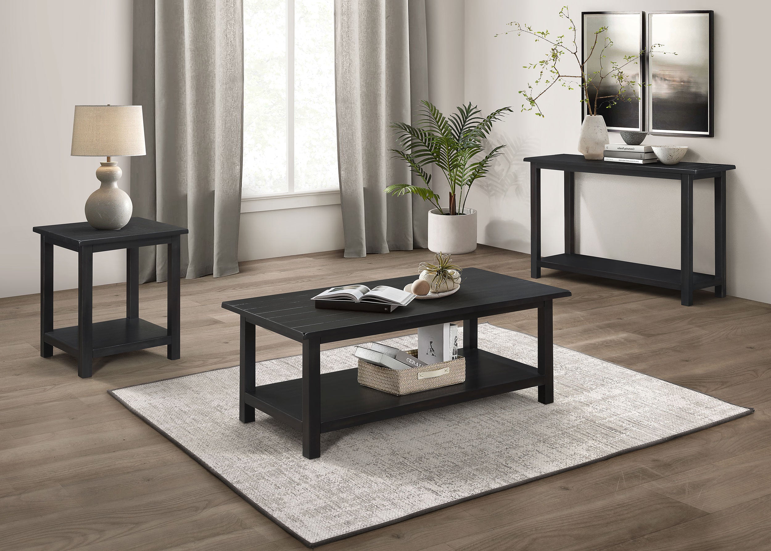 Payne Wood End Table with Shelf Distressed Brown