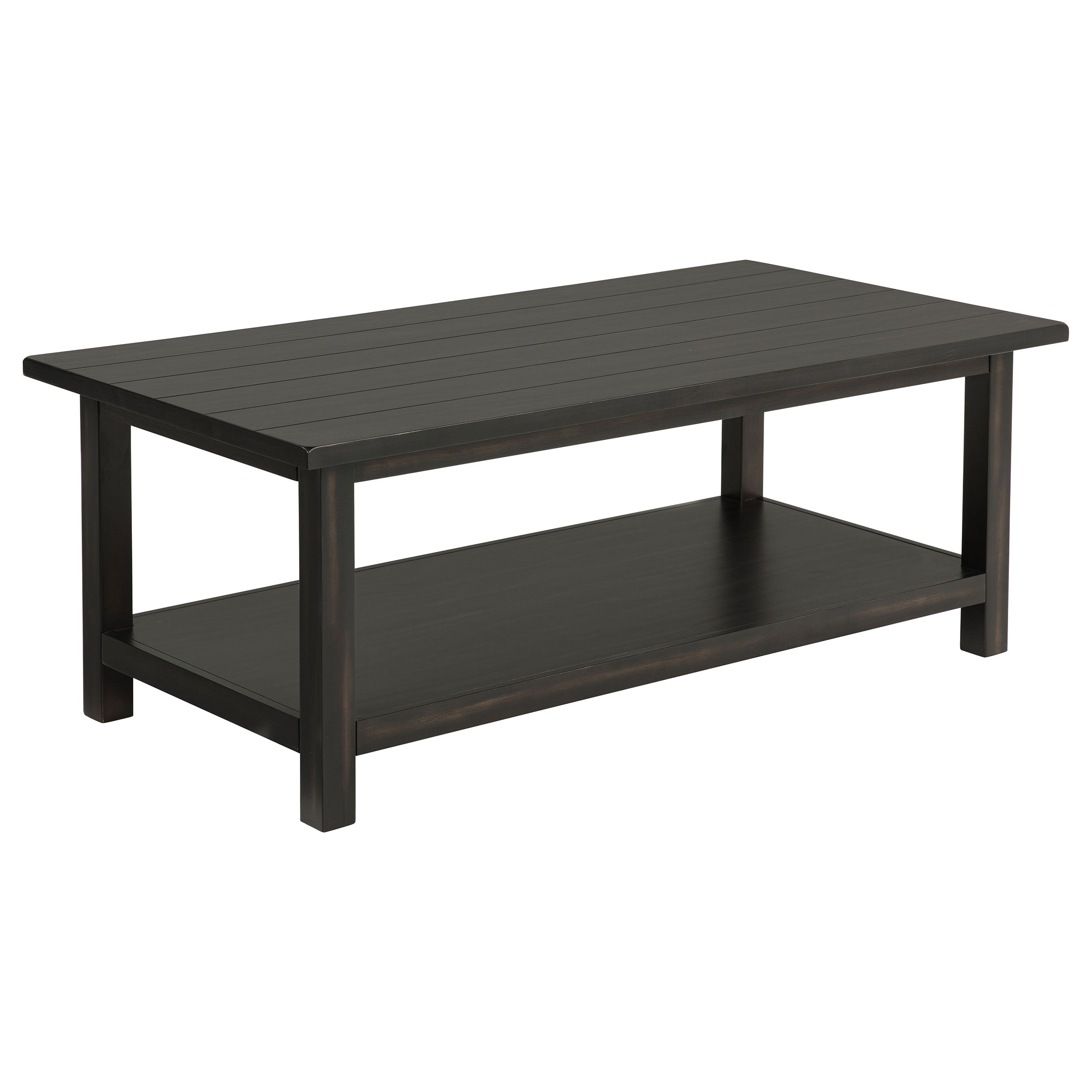 Payne Wood Coffee Table with Shelf Distressed Brown