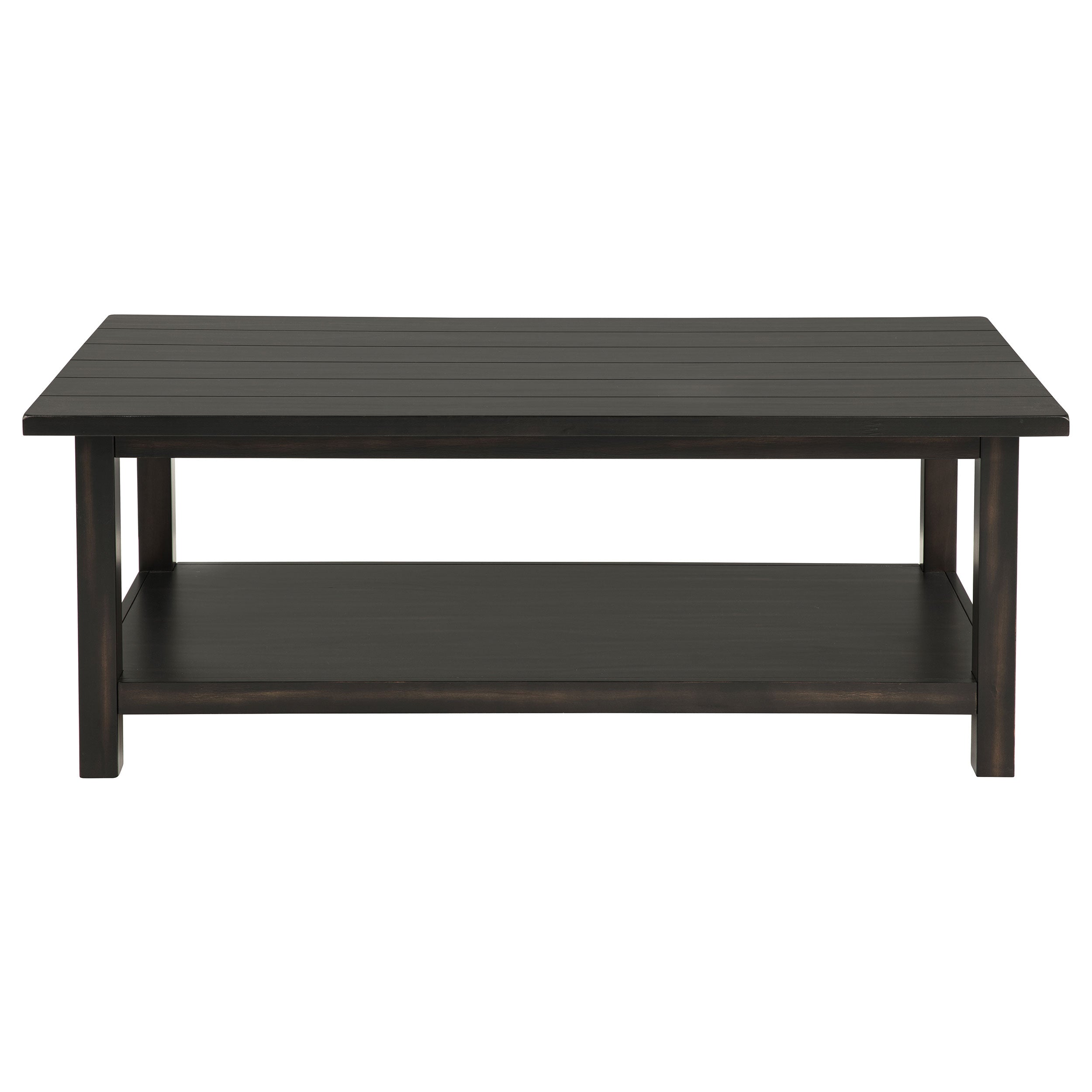 Payne Wood Coffee Table with Shelf Distressed Brown