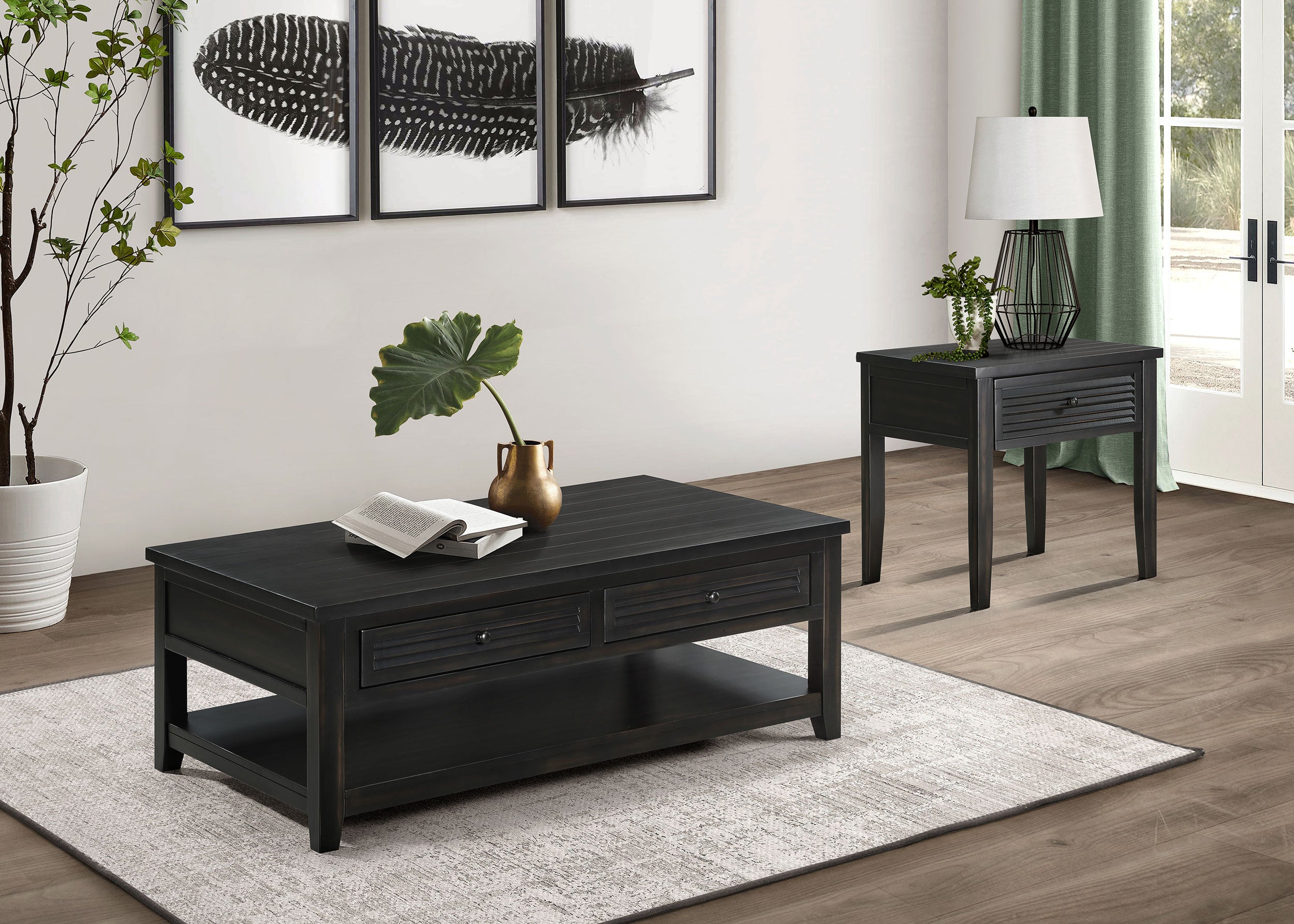 Colmar Engineered Wood Coffee Table Set Golden Oak