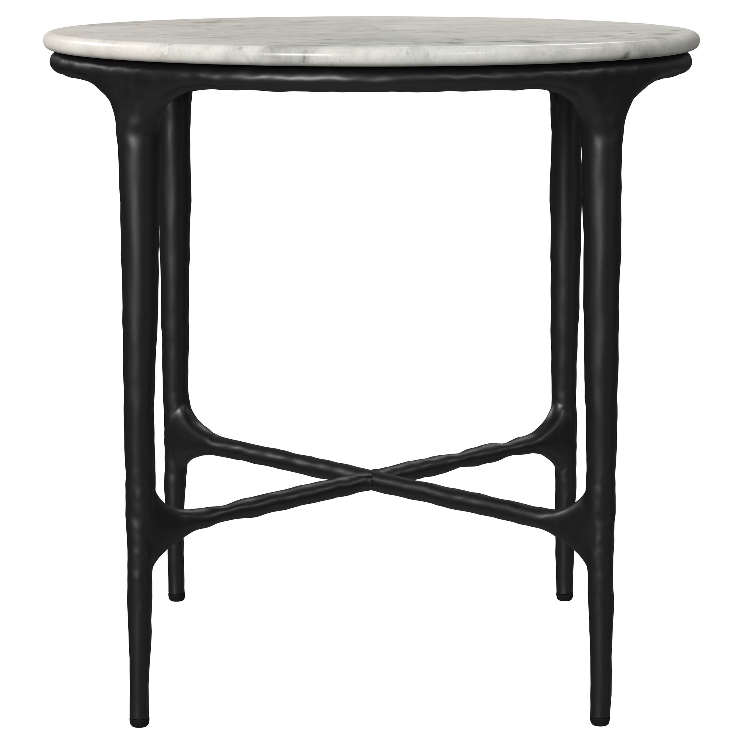 Hermas Round Marble Coffee and End Table Set White