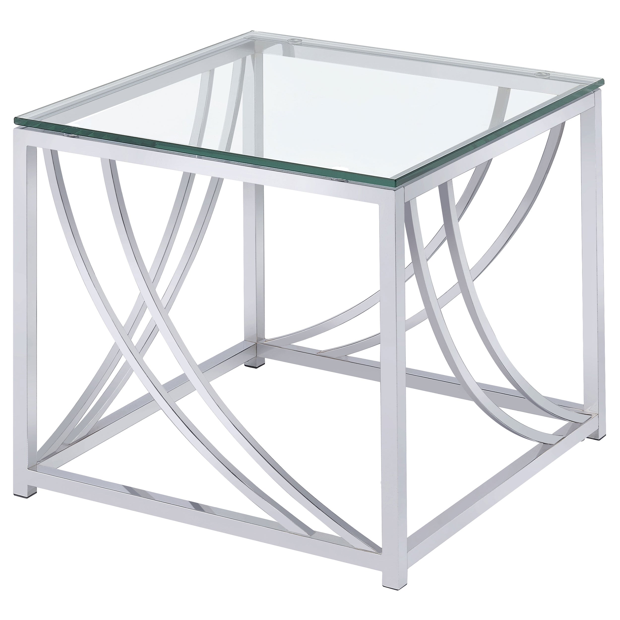 Lille Glass Top Coffee End Sofa Table Set Chrome