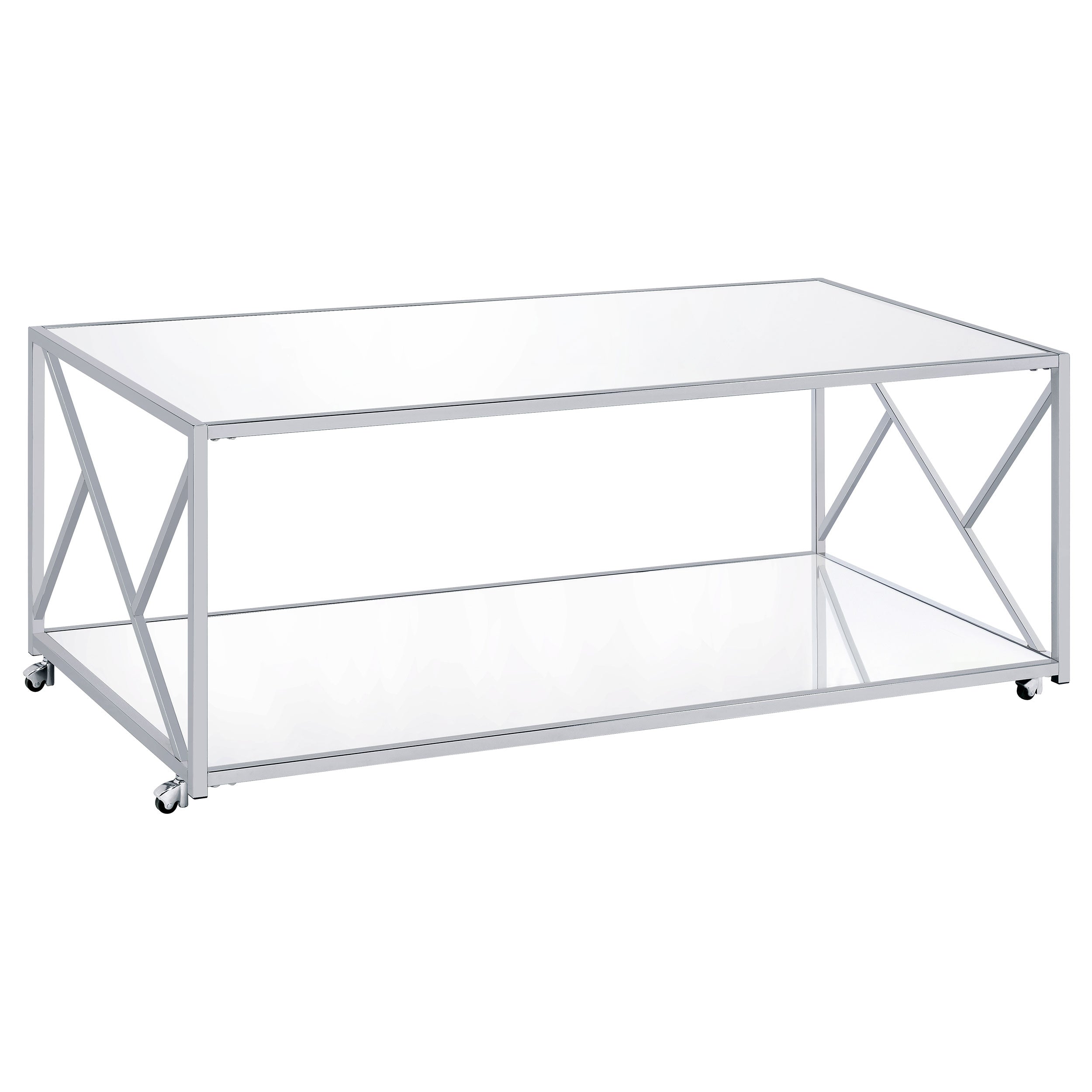 Provins Coffee and End Table Set Mirror and Chrome