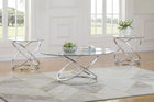 Warren Oval Glass Top Coffee Table Set Chrome