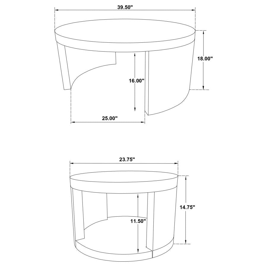 Sweeney 2-piece Round Wood Occasional Nesting Table Set Black