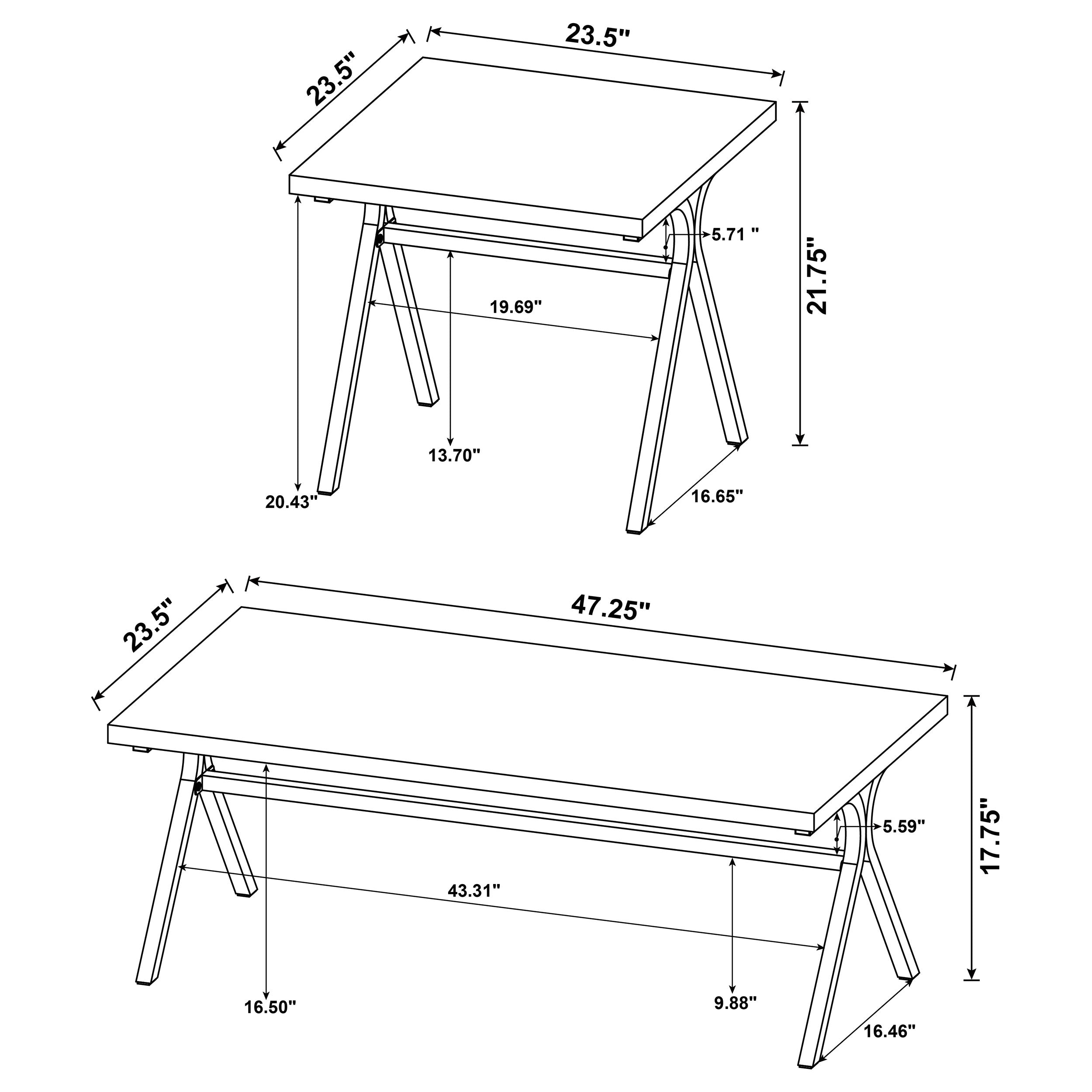 Colmar Engineered Wood Coffee Table Set Golden Oak