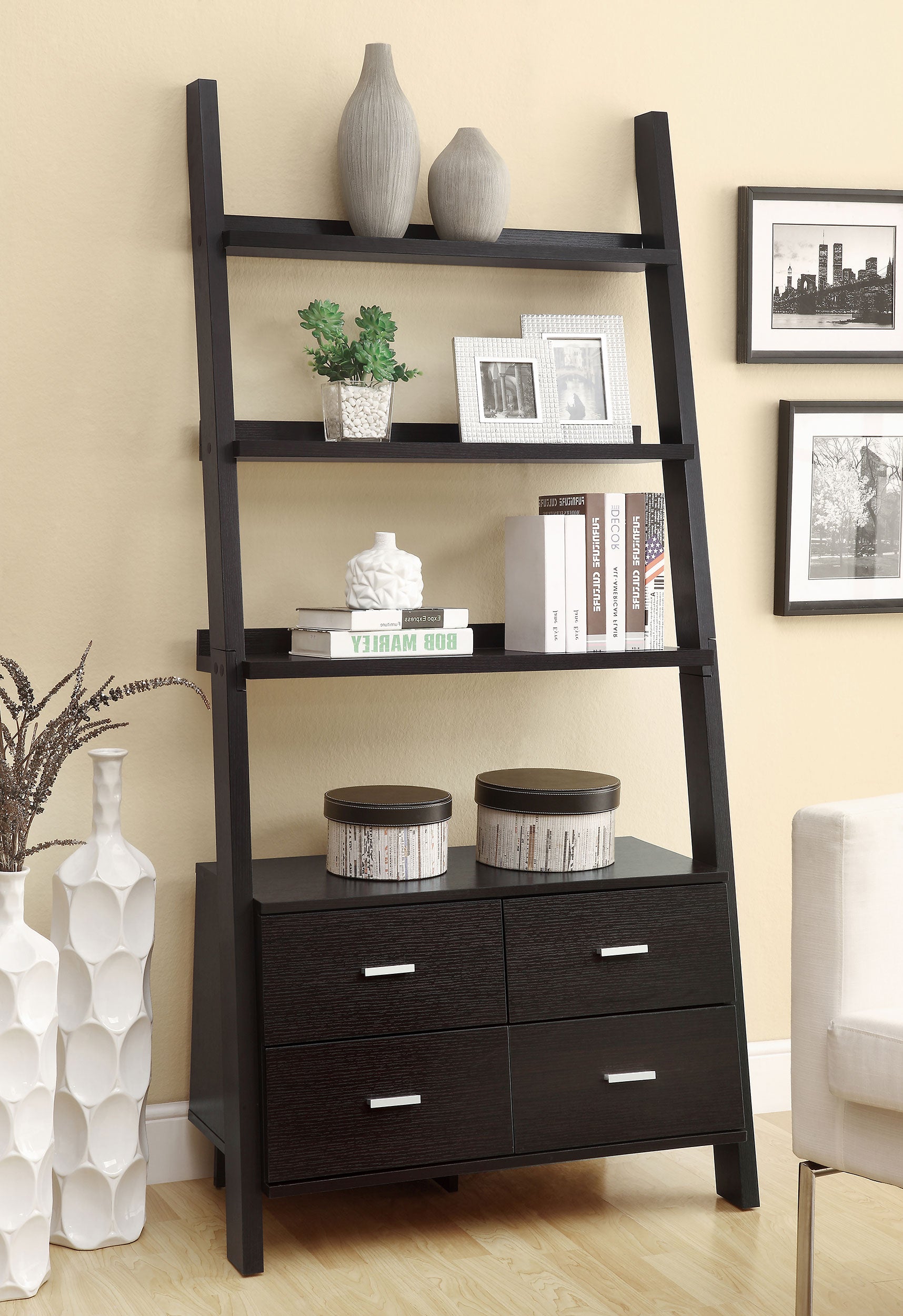 Colella Ladder Desk with Shelf Cappuccino