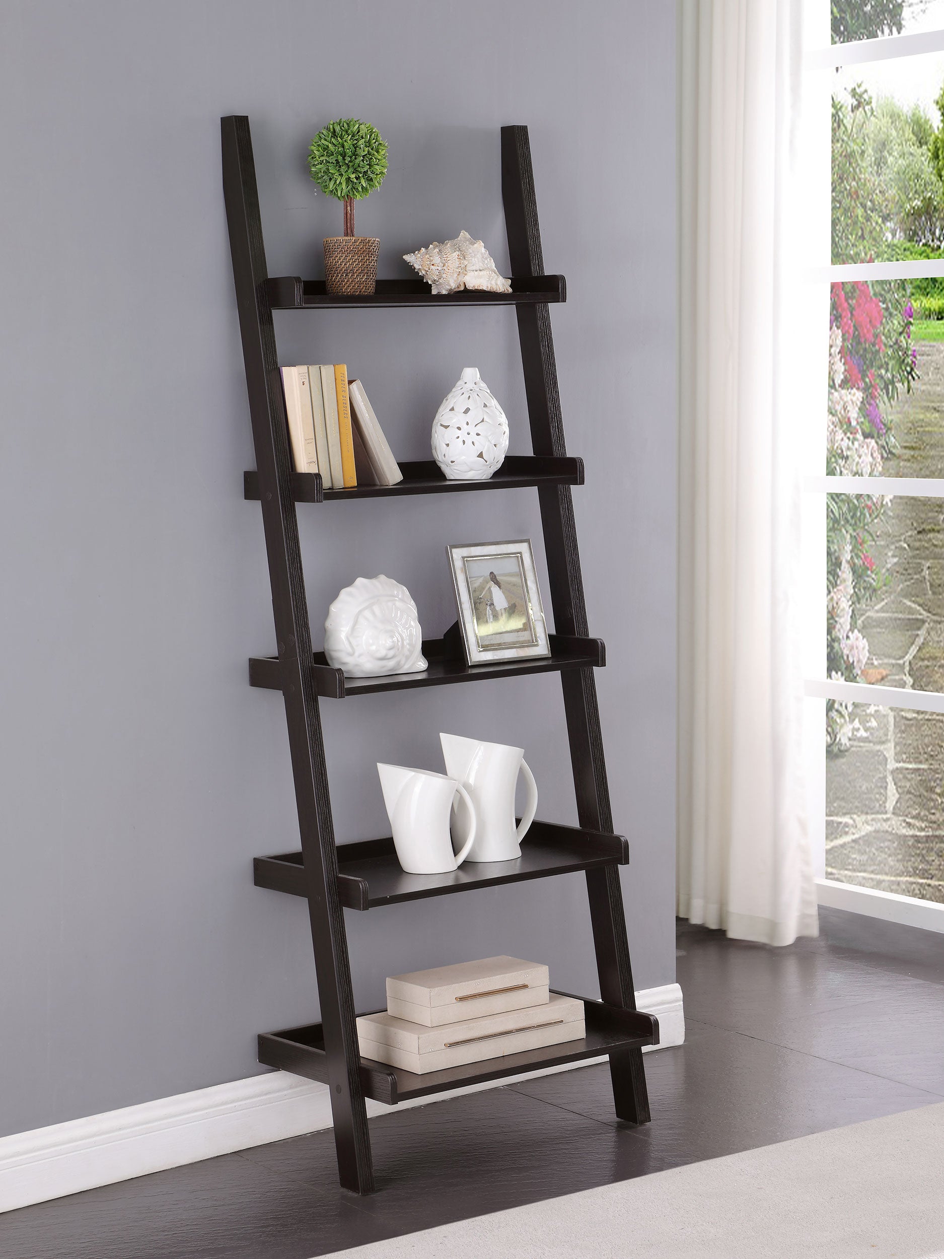 Colella Ladder Desk with Shelf Cappuccino