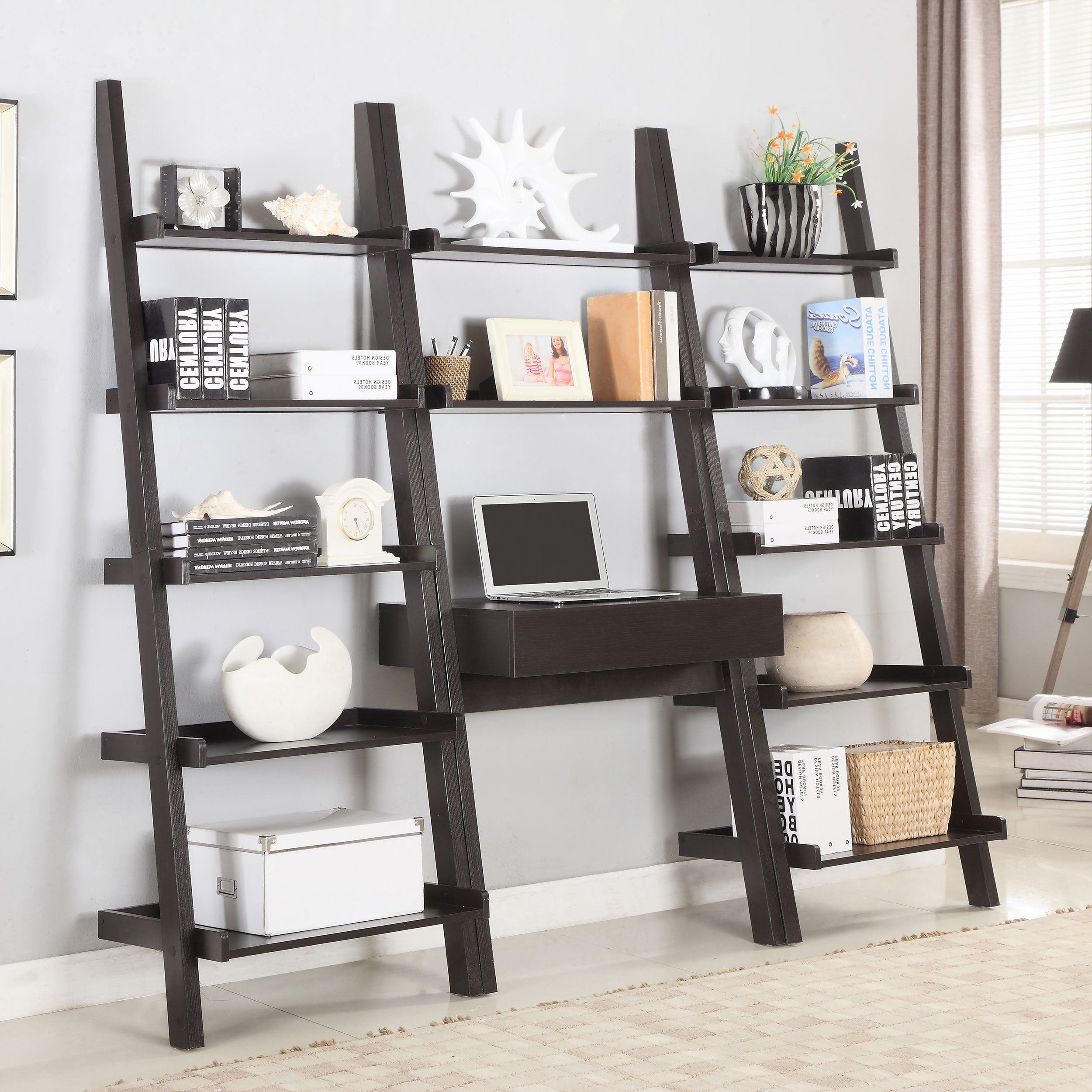 Colella Ladder Desk with Shelf Cappuccino