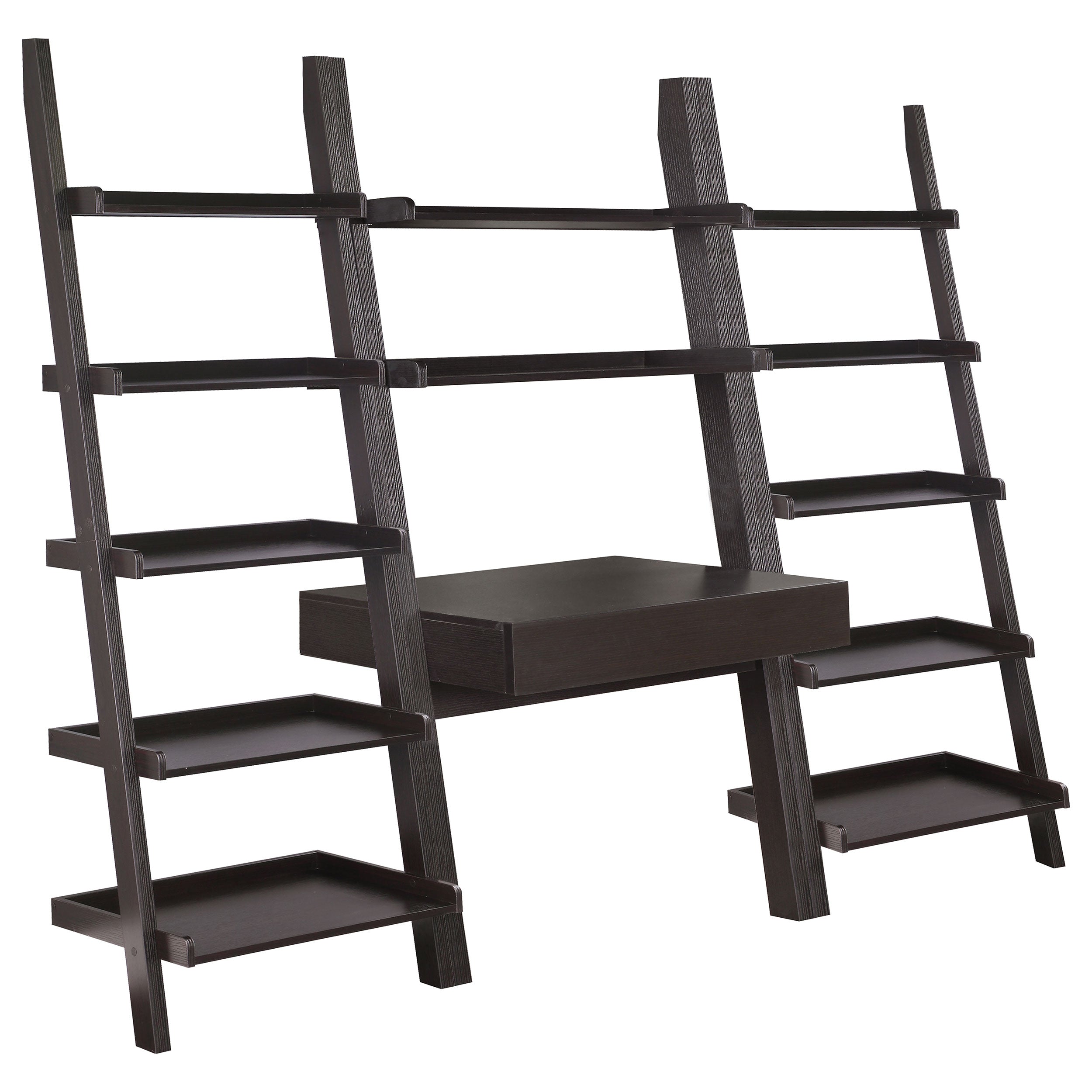 Colella Ladder Desk and Bookcase Set Cappuccino
