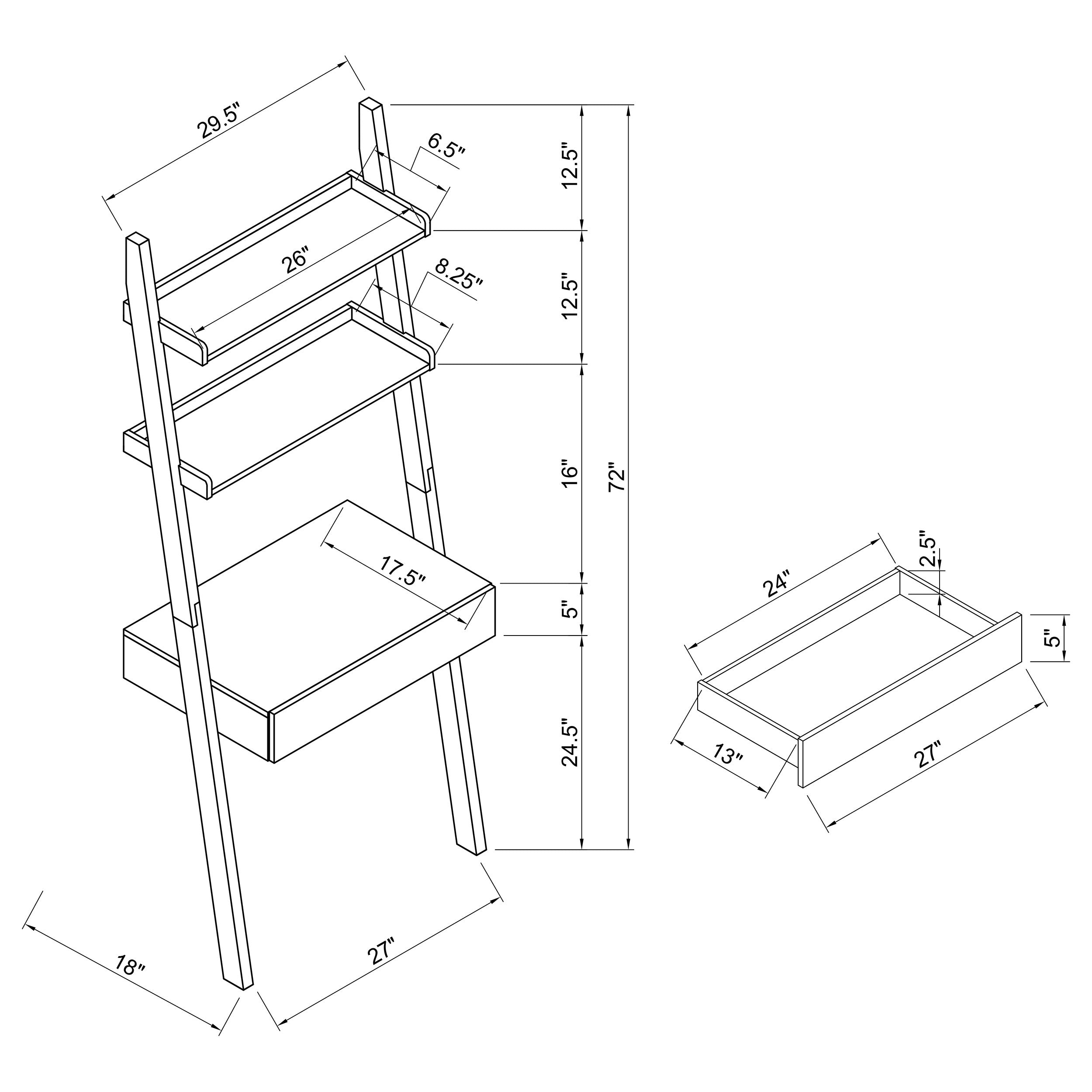 Colella Ladder Desk with Shelf Cappuccino