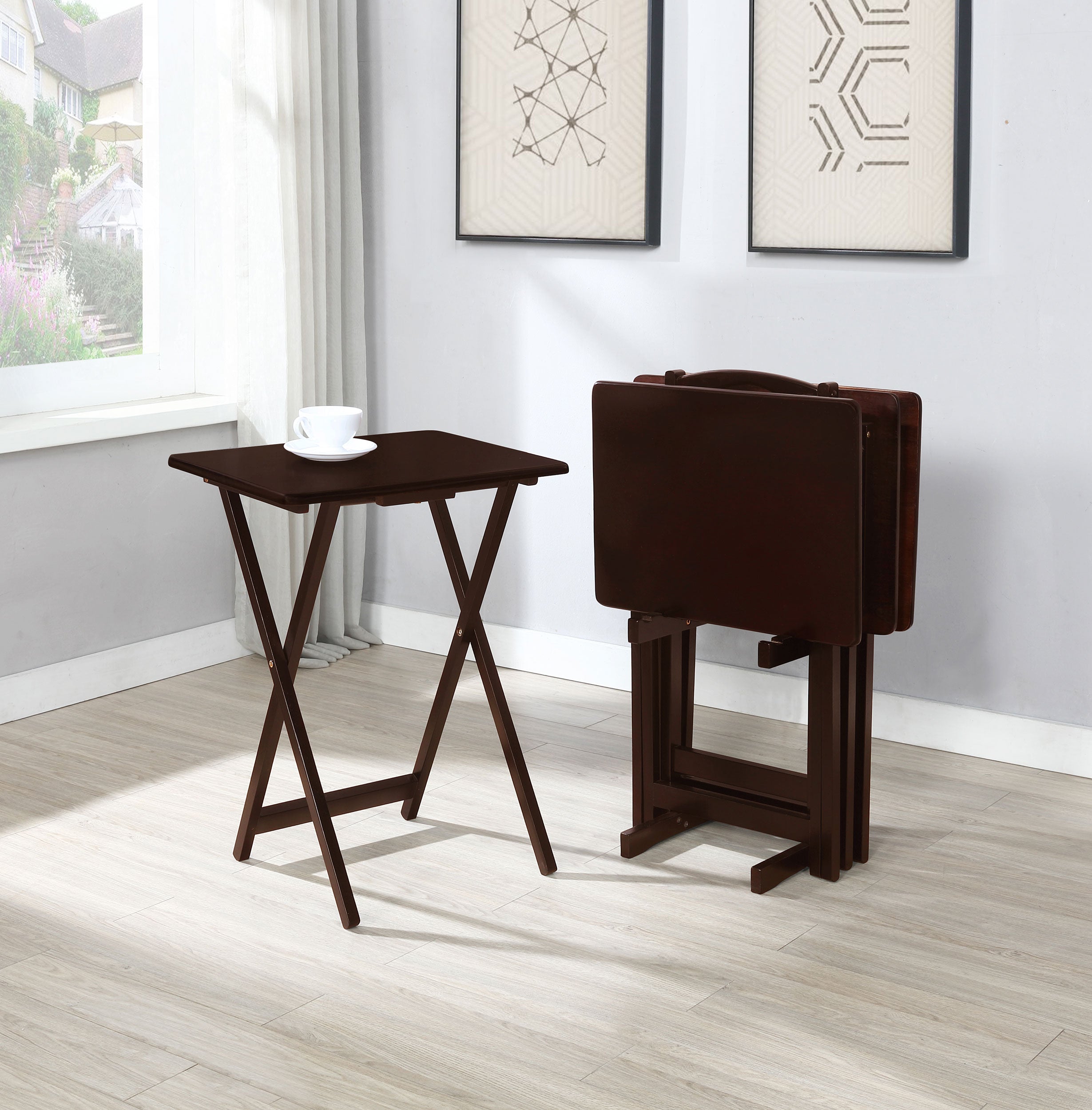 Donna TV Tray Table Set with Stand Black