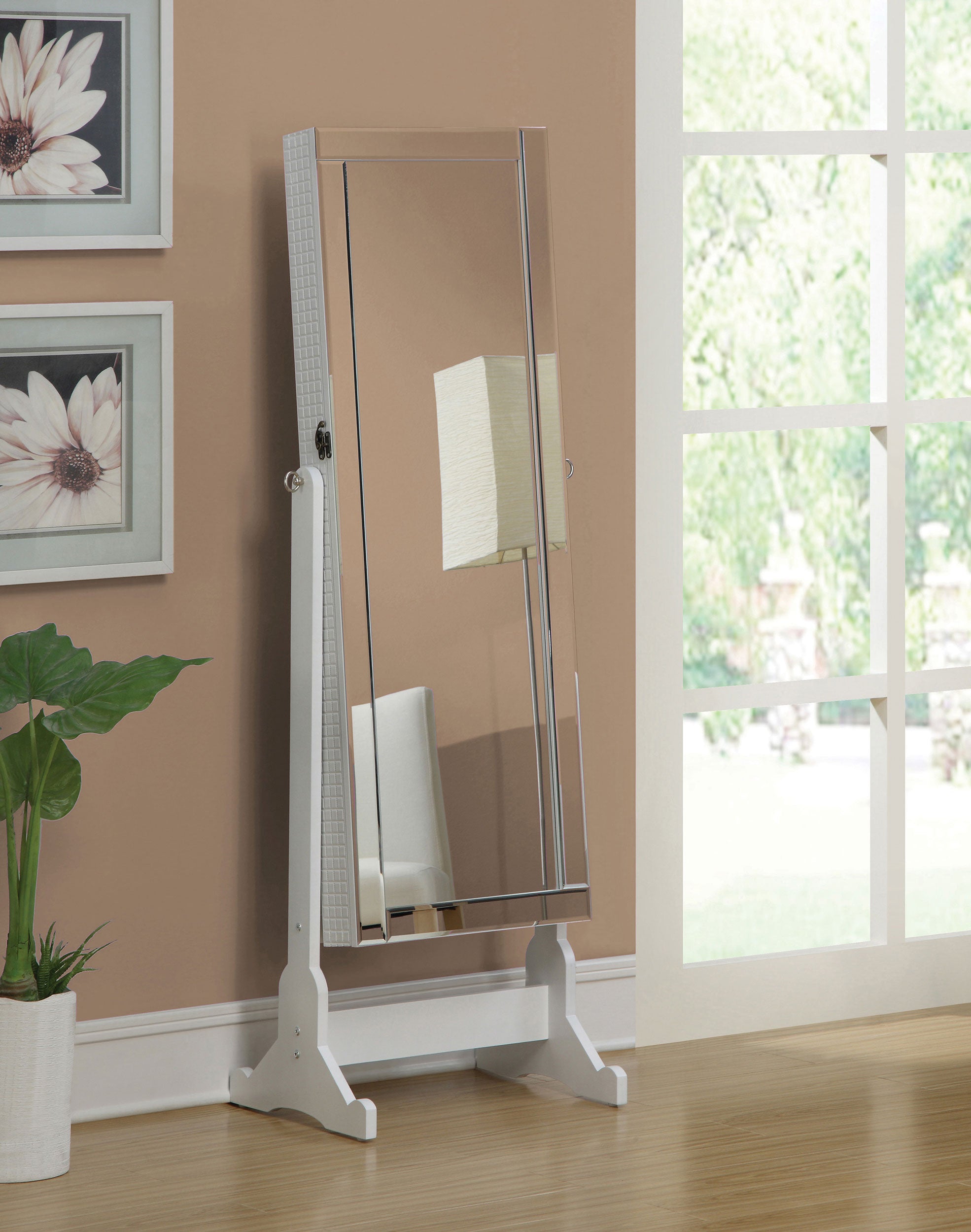 Yvonne Cheval Mirror with Jewelry Storage Dove Grey