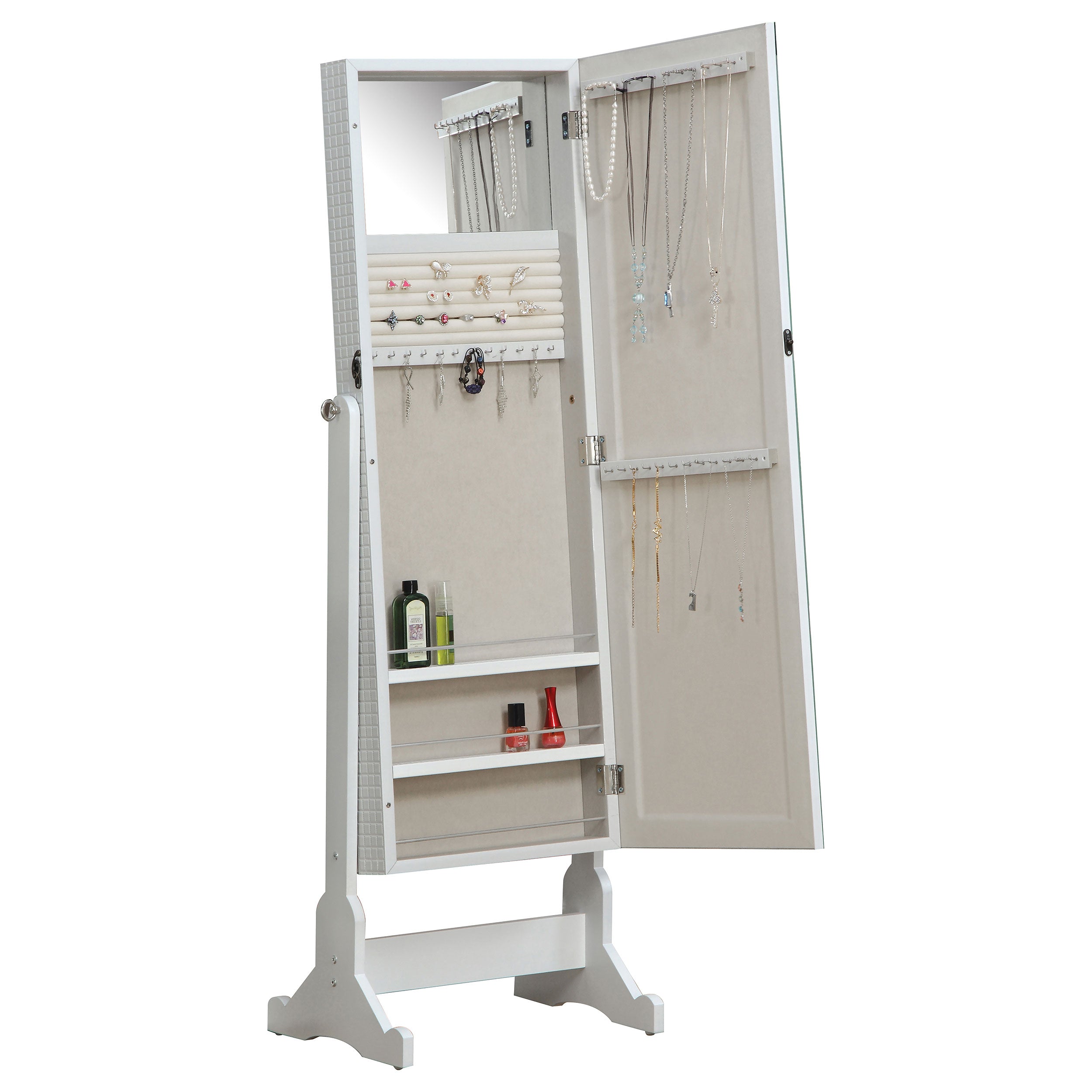 Yvonne Cheval Mirror with Jewelry Storage Dove Grey