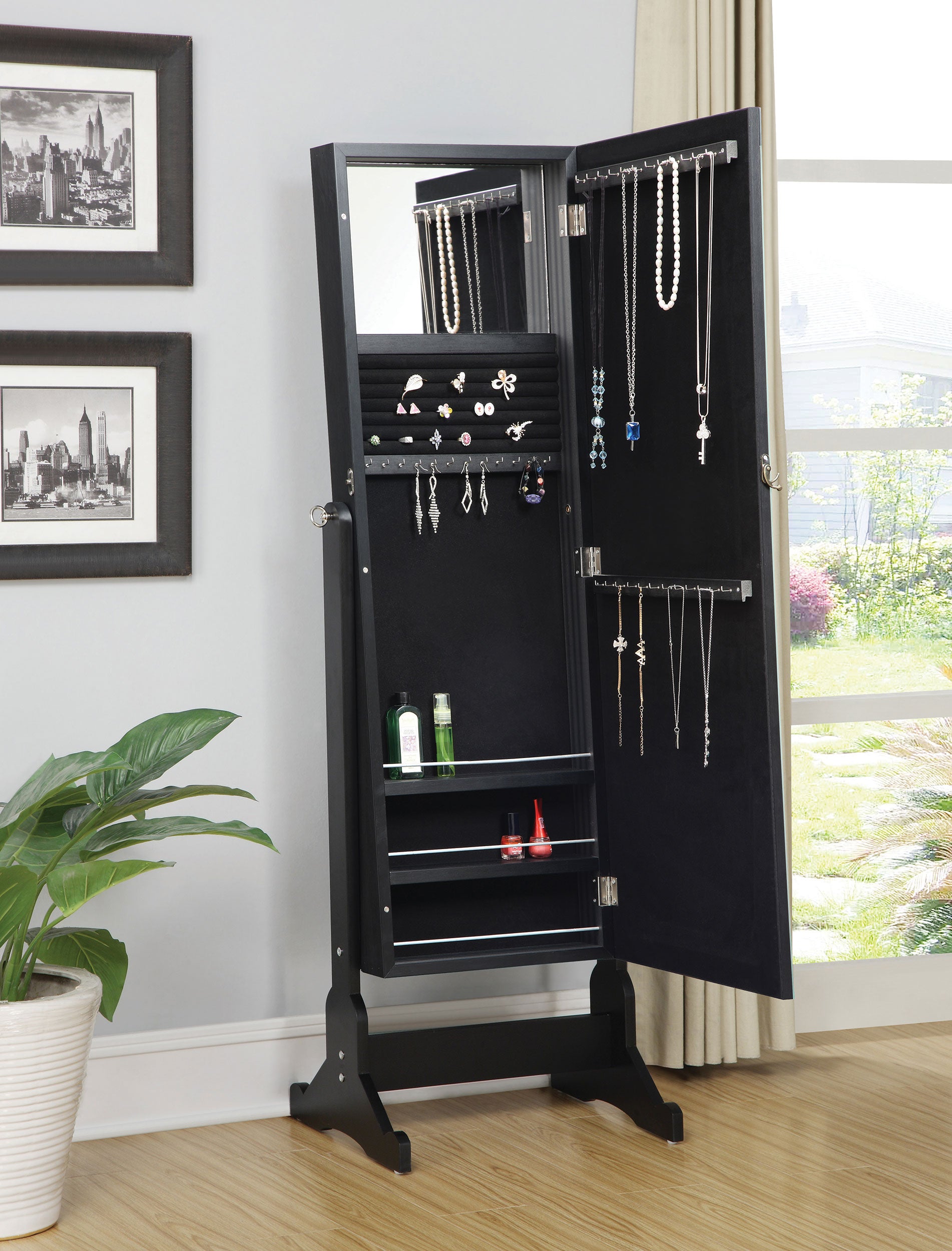 Batista Cheval Mirror with Jewelry Storage White