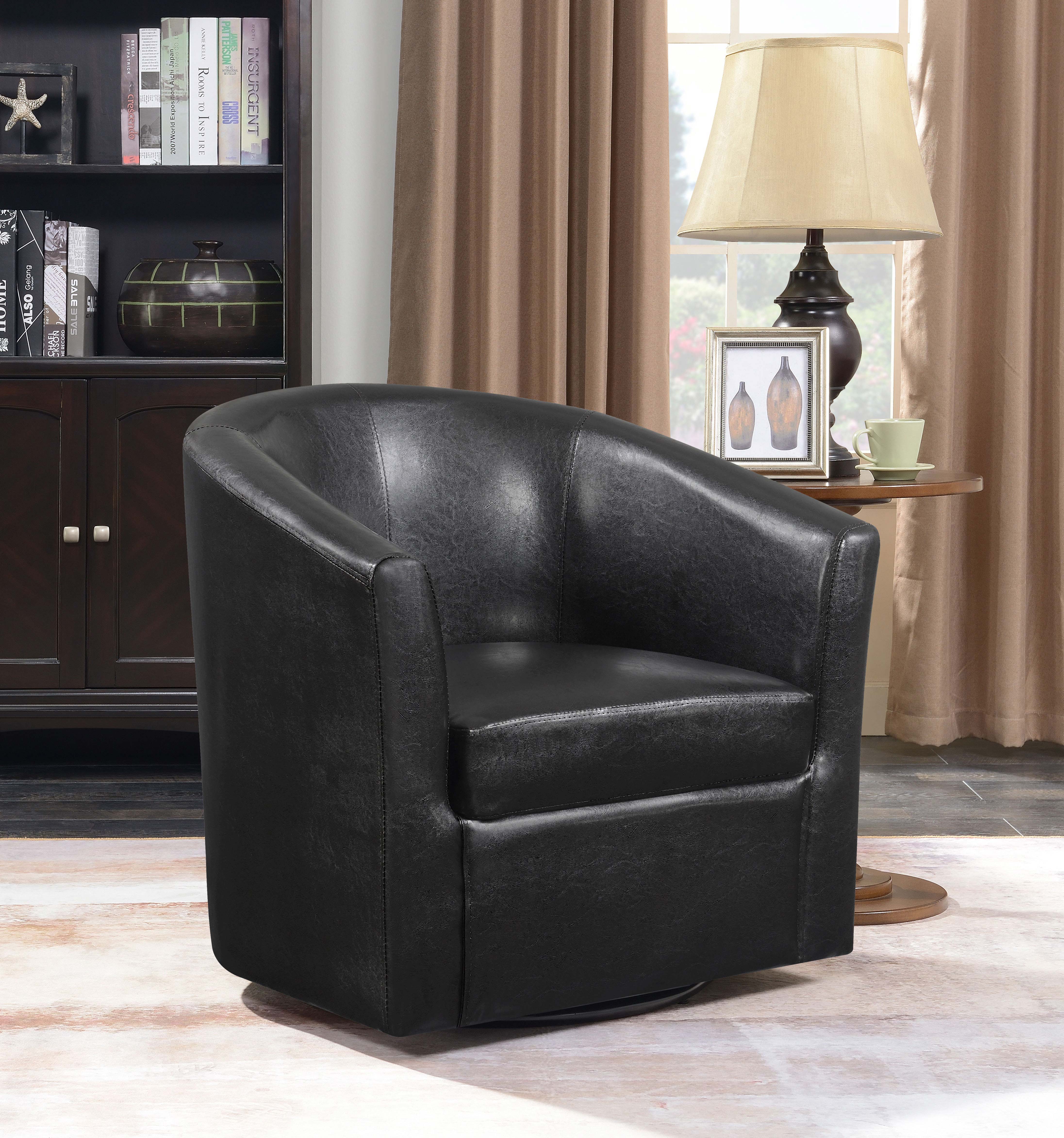 Turner Upholstered Barrel Back Swivel Chair Champagne