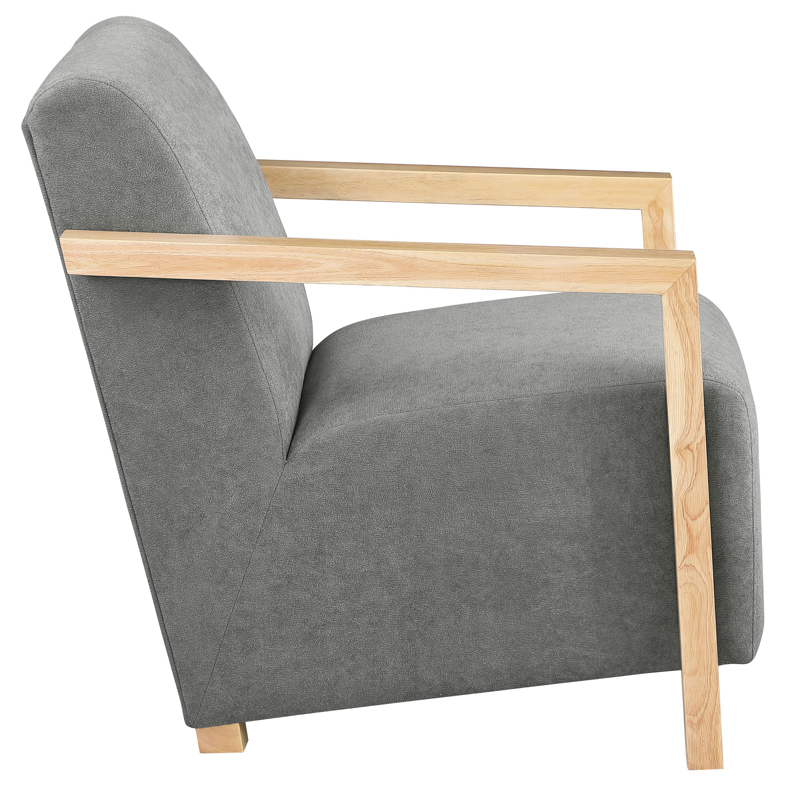Diego Upholstered Accent Arm Chair with Wood Arms Honey