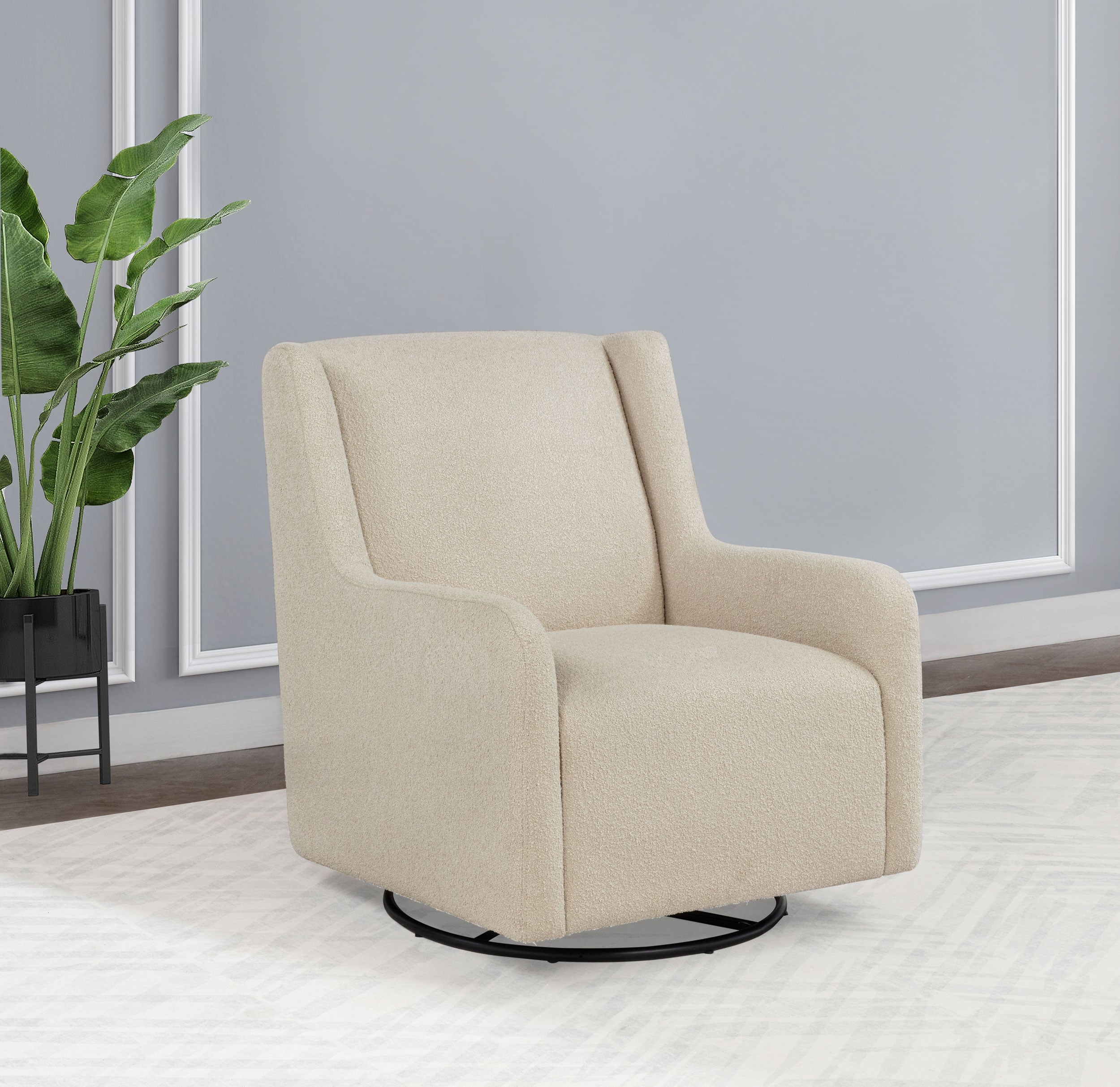 Serra Boucle Upholstered Swivel Glider Recliner Beige & Grey