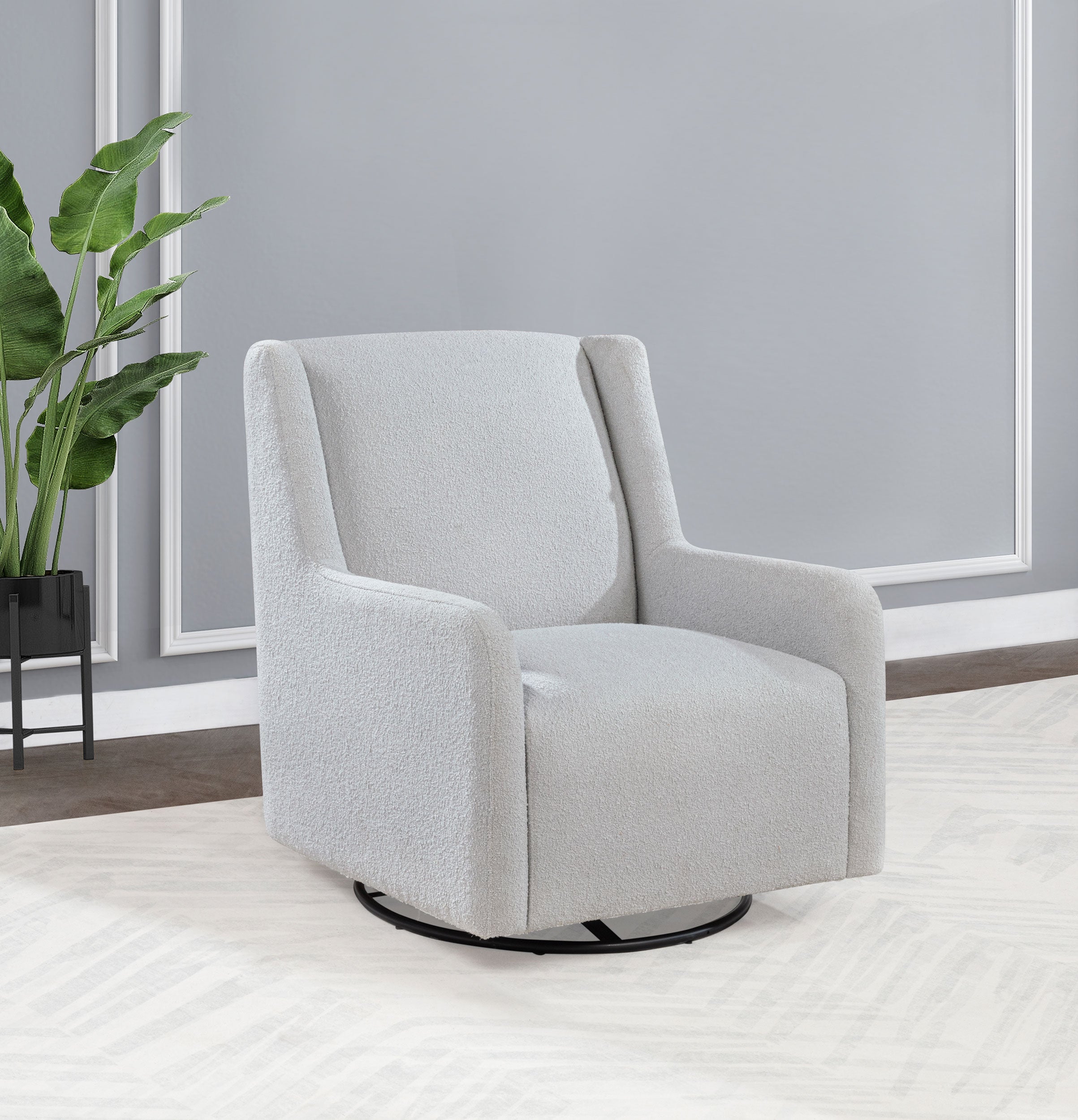 Serra Boucle Upholstered Swivel Glider Recliner Beige & Grey