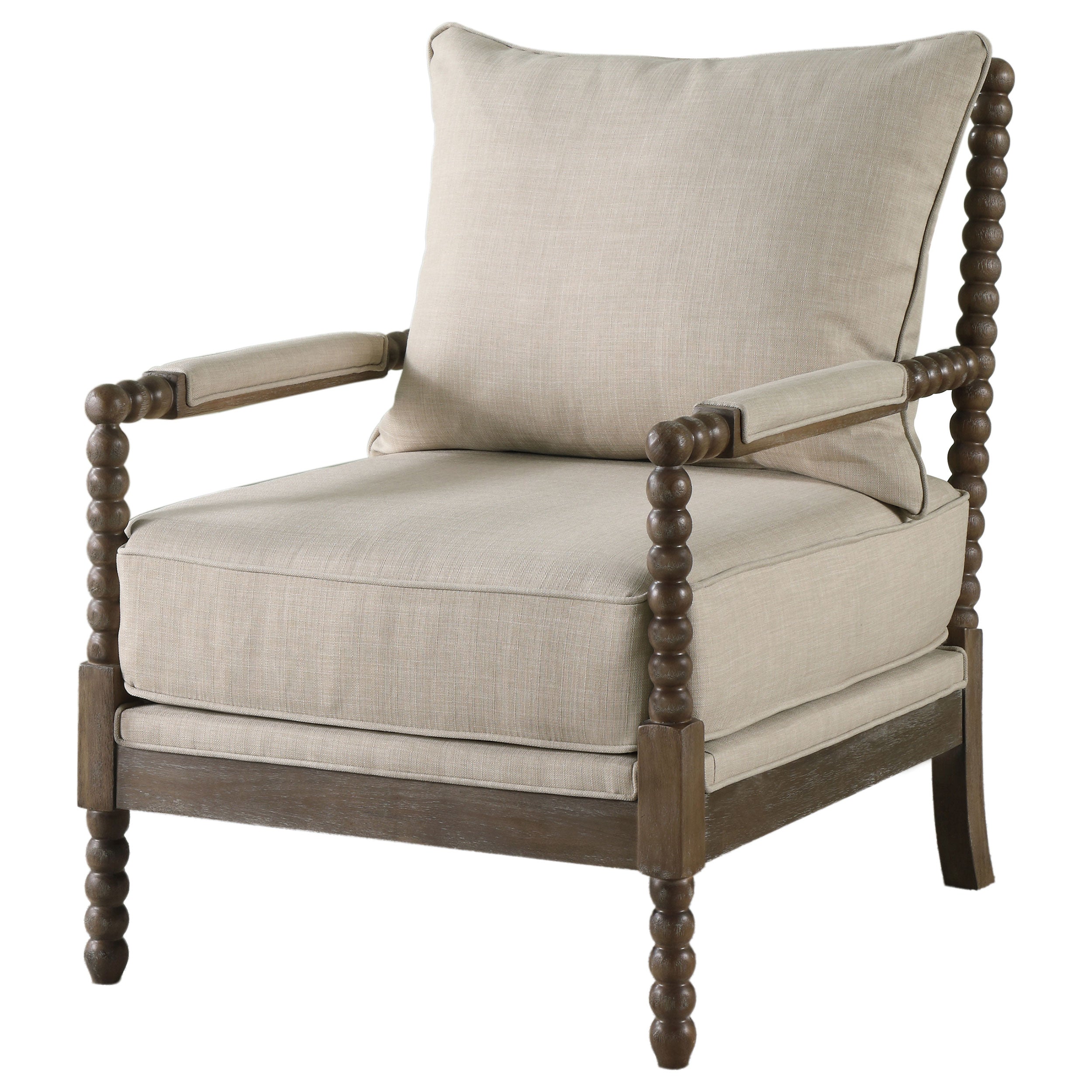 Blanchett Upholstered Bobbin Accent Chair White and Navy
