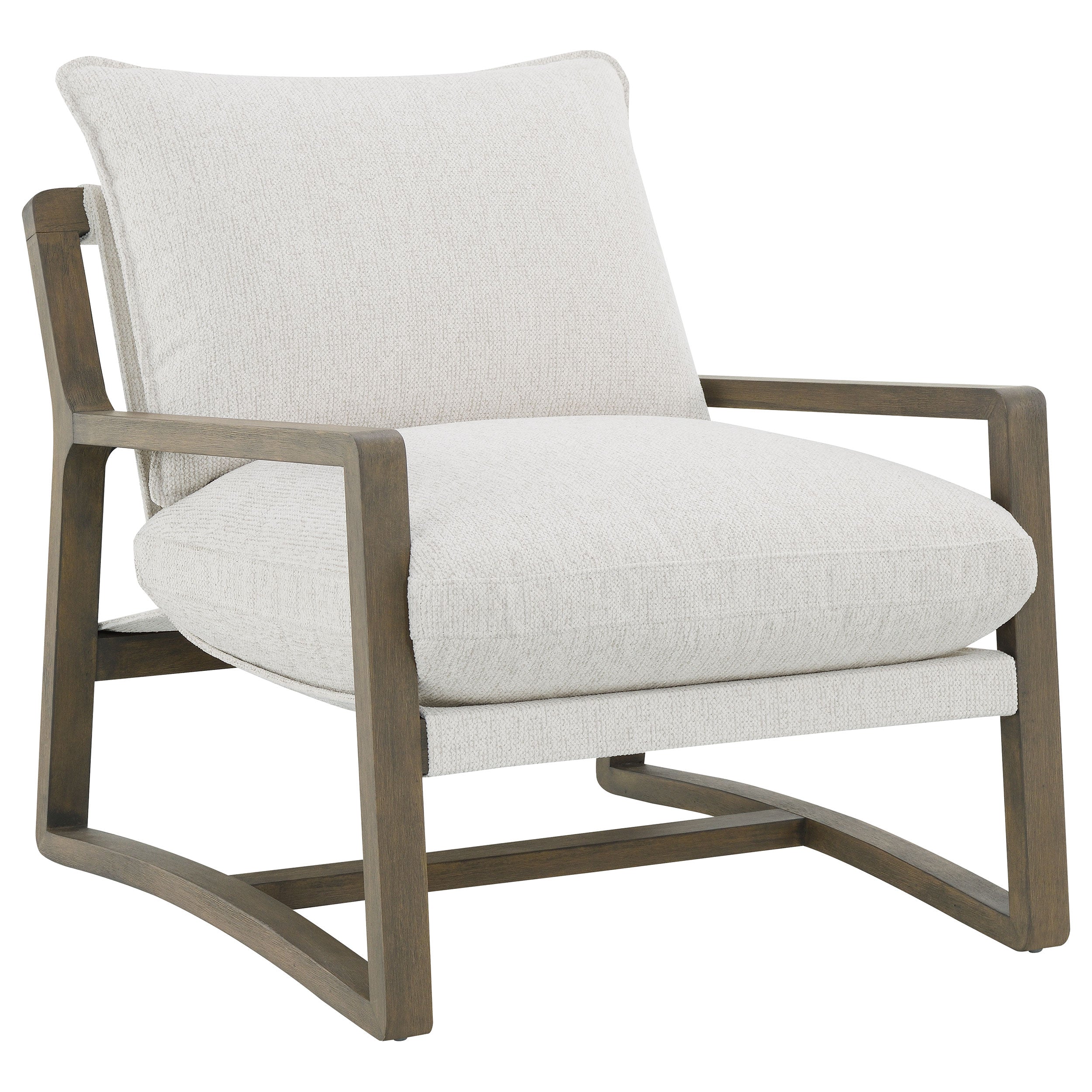 Remy Upholstered Wood Arm Accent Chair - Beige