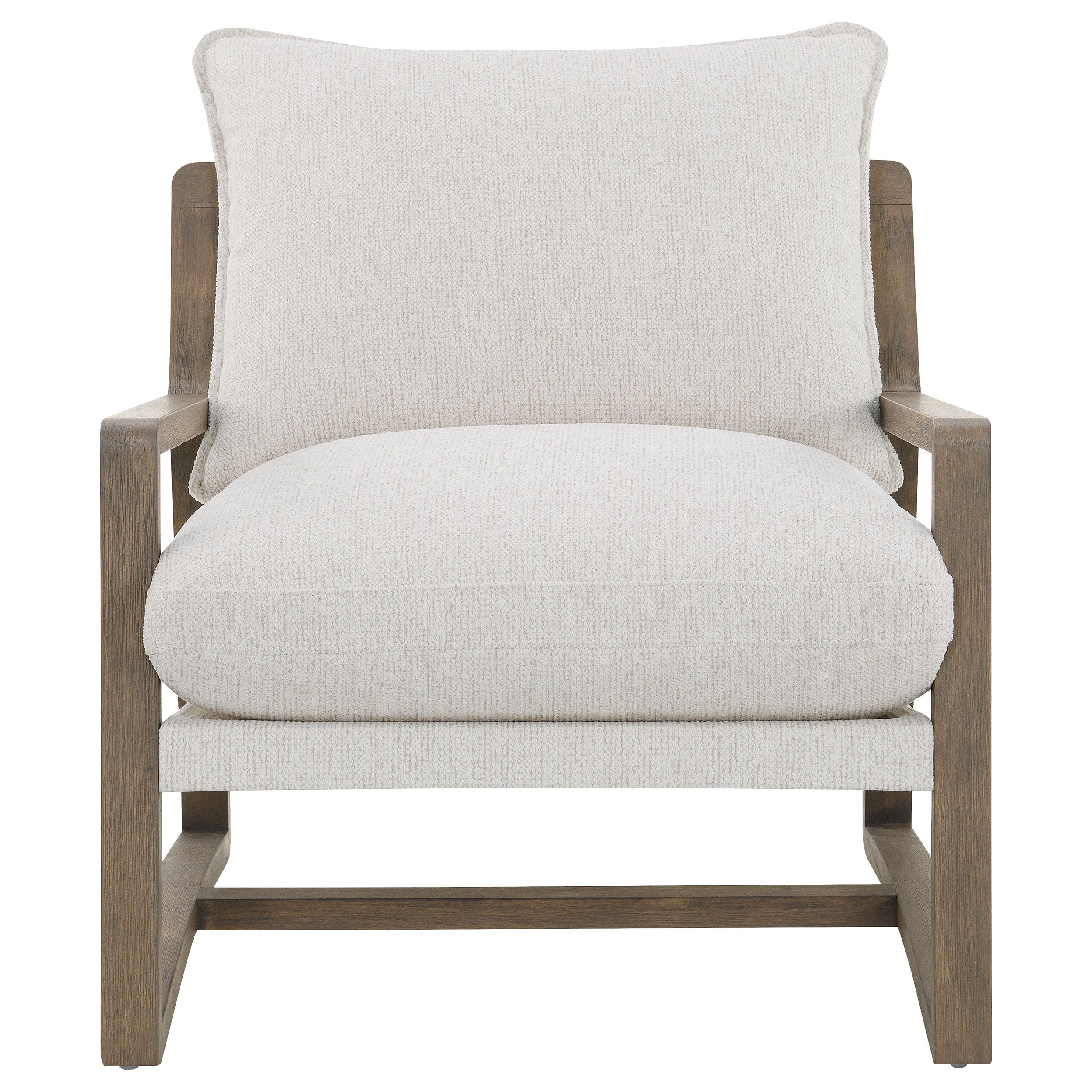 Remy Upholstered Wood Arm Accent Chair - Beige