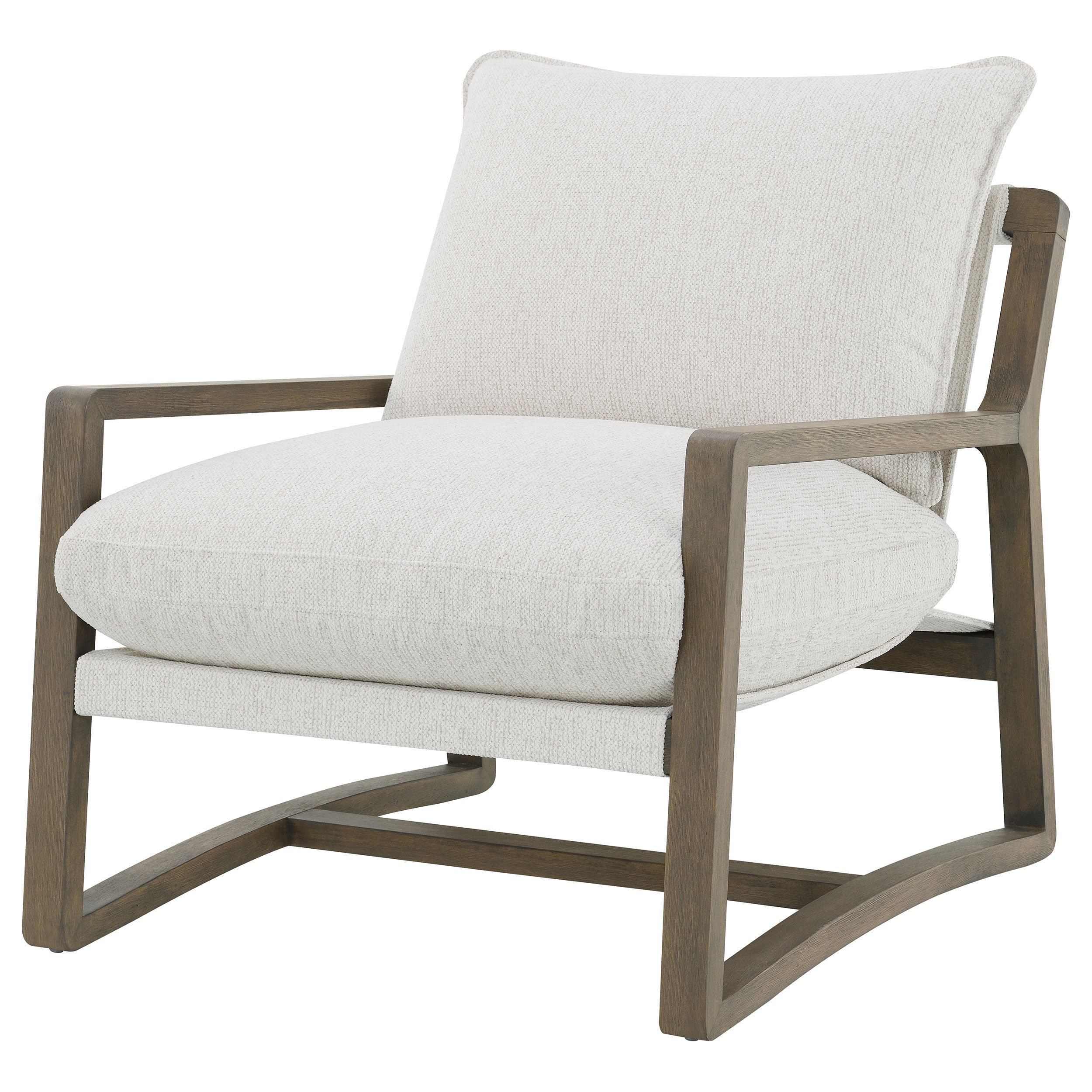 Remy Upholstered Wood Arm Accent Chair - Beige