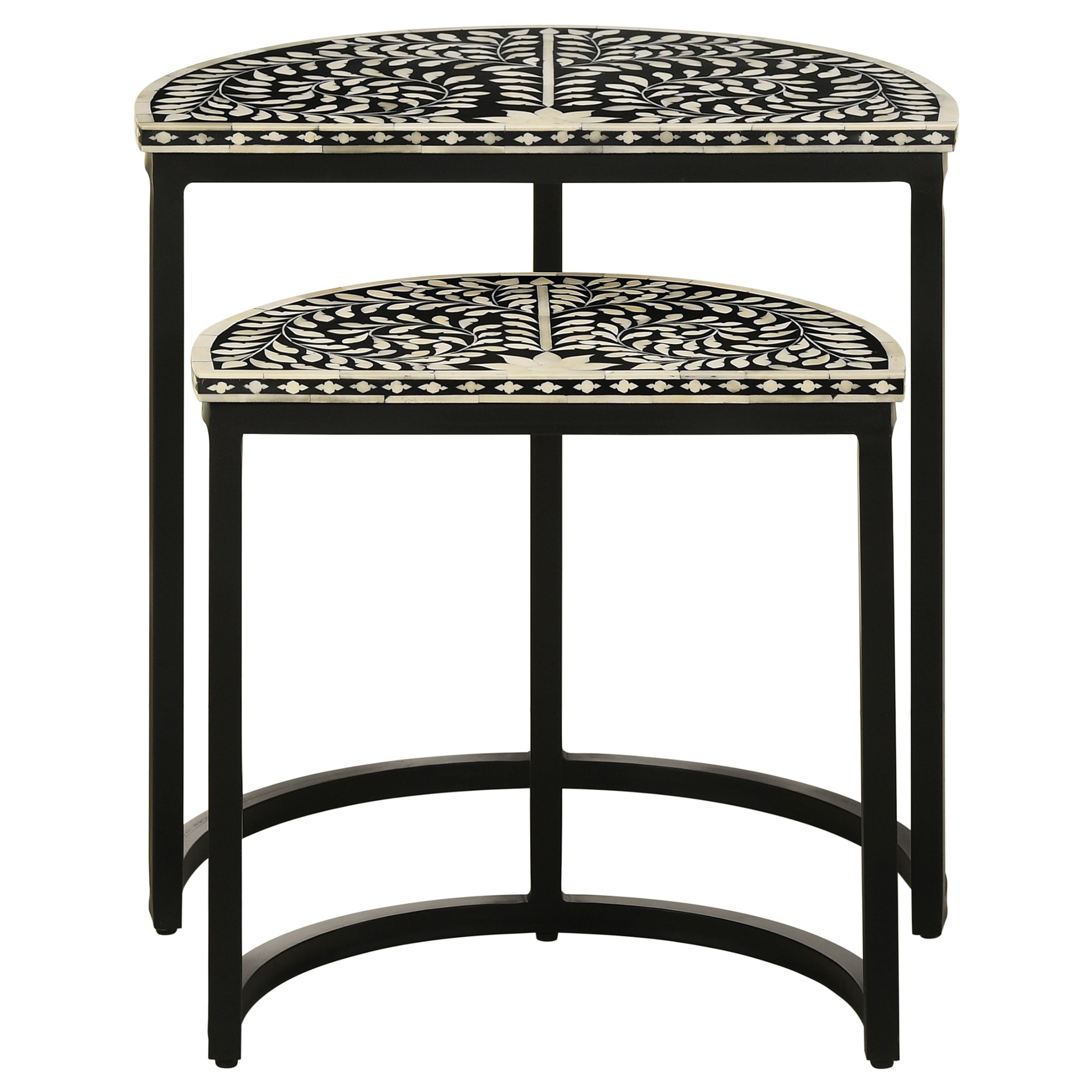Zakiya Demilune Nesting Table Set Black and White