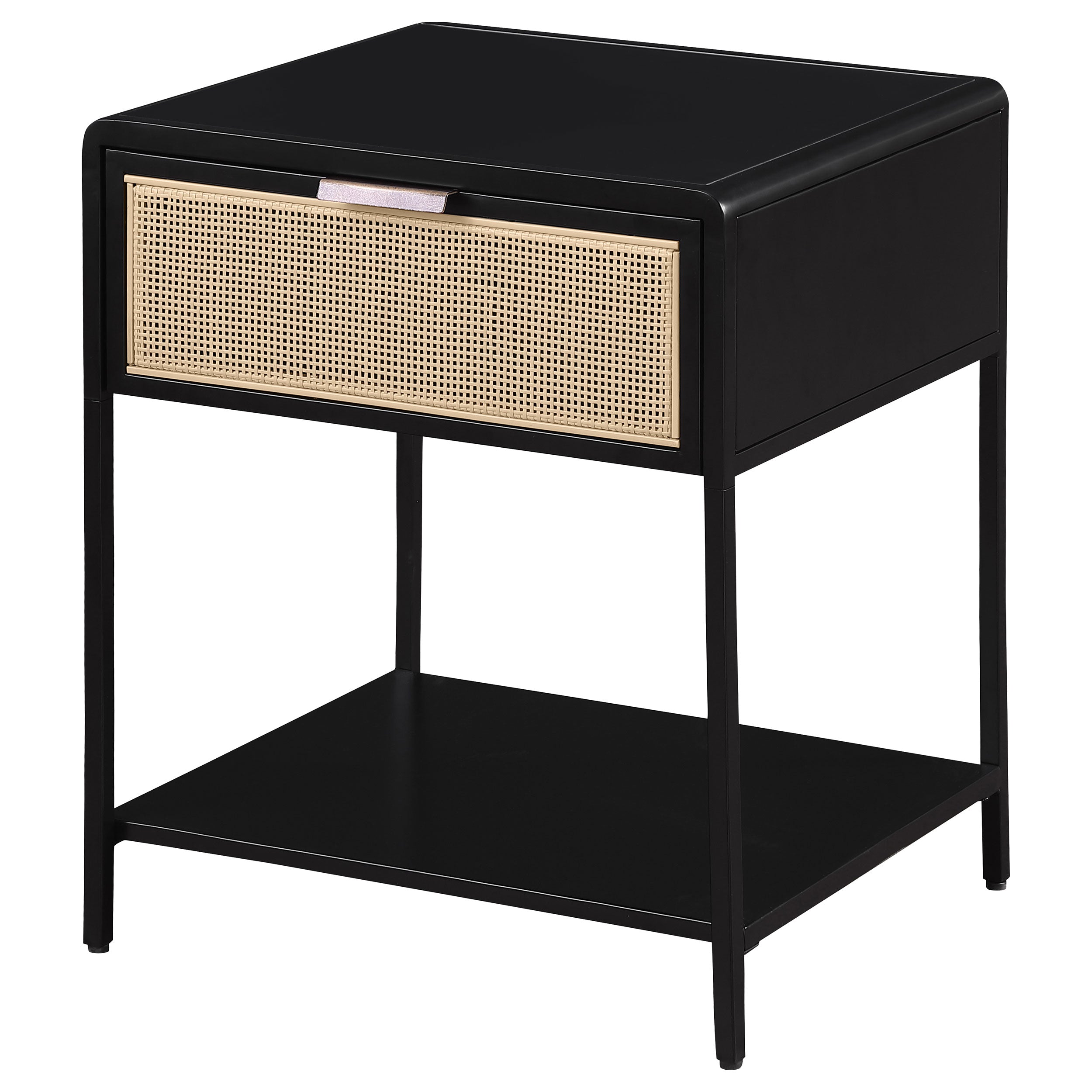 Amherst 1-drawer Radio Weave Cane Metal Bedside Table