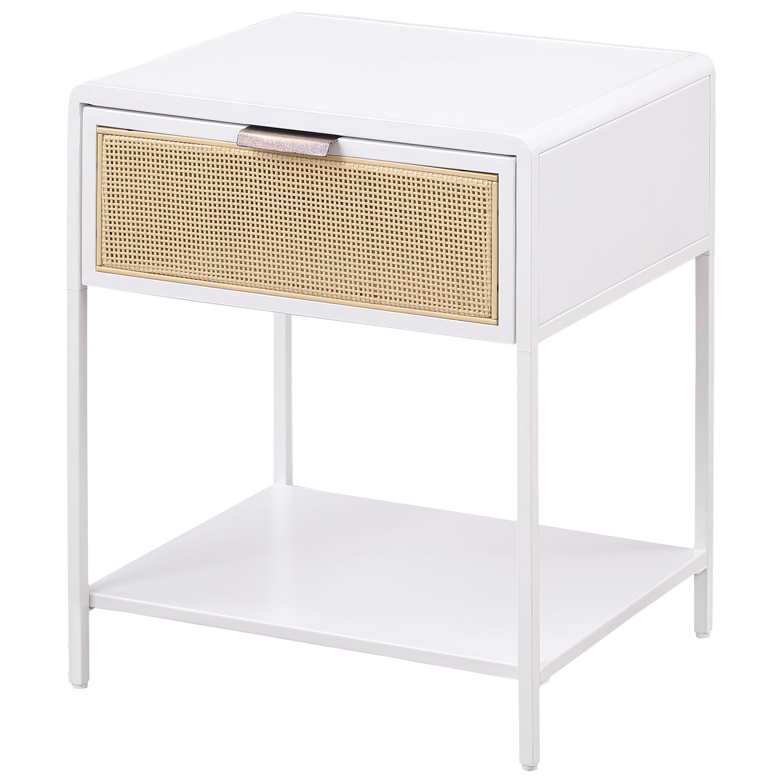 Amherst 1-drawer Radio Weave Cane Metal Bedside Table