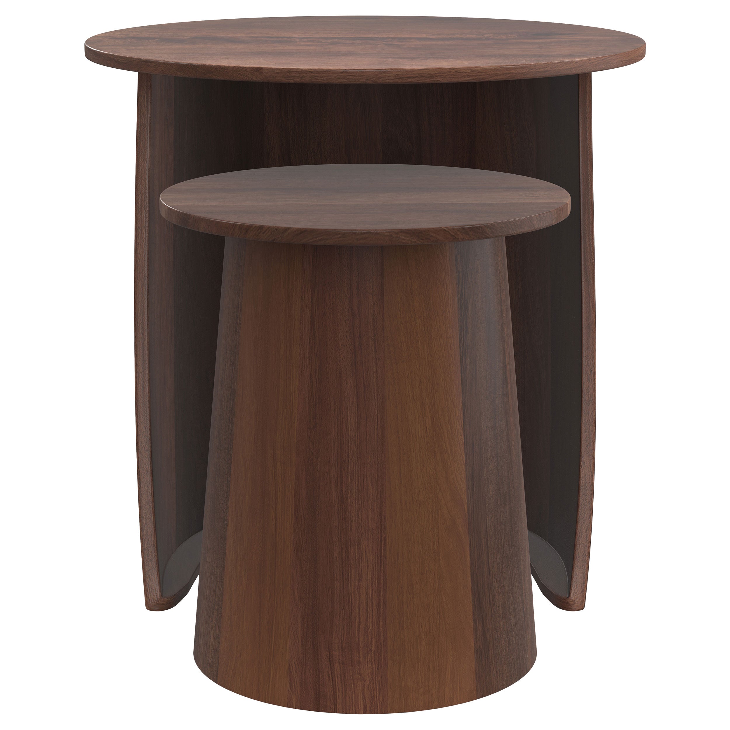 Yency Round Mango Wood Nesting Table Set Dark Brown