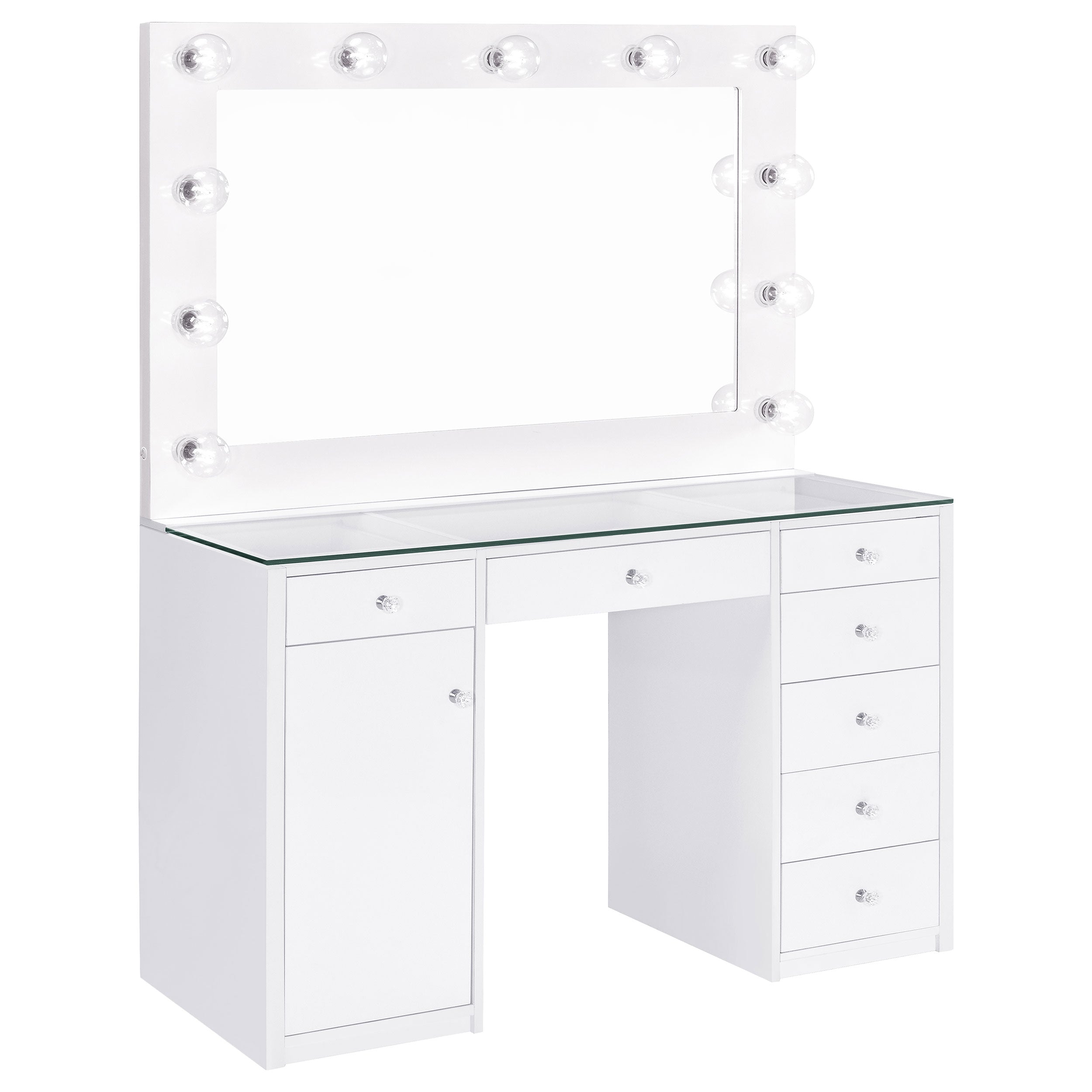 Acena 7-drawer Vanity Set with Lighting Black High Gloss