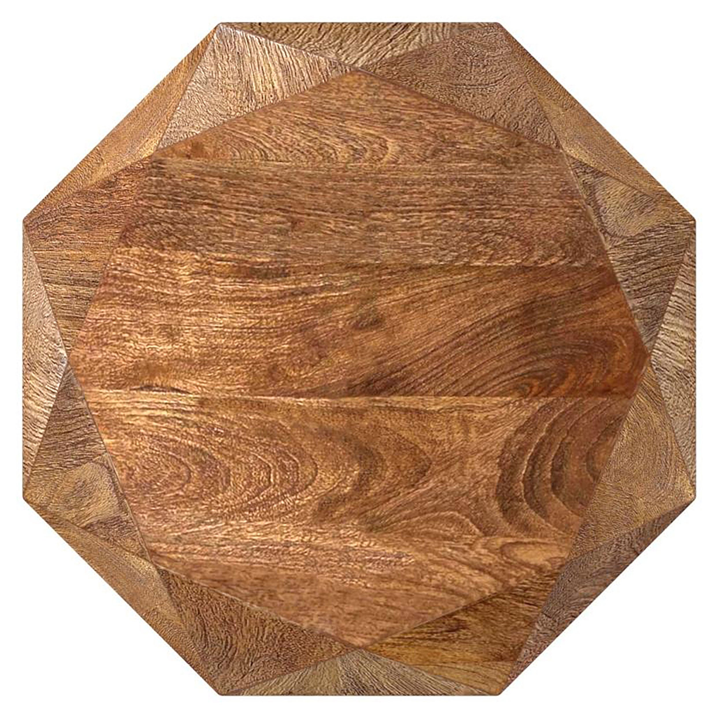 Jacinto Octagonal Solid Mango Wood Side Table Grey