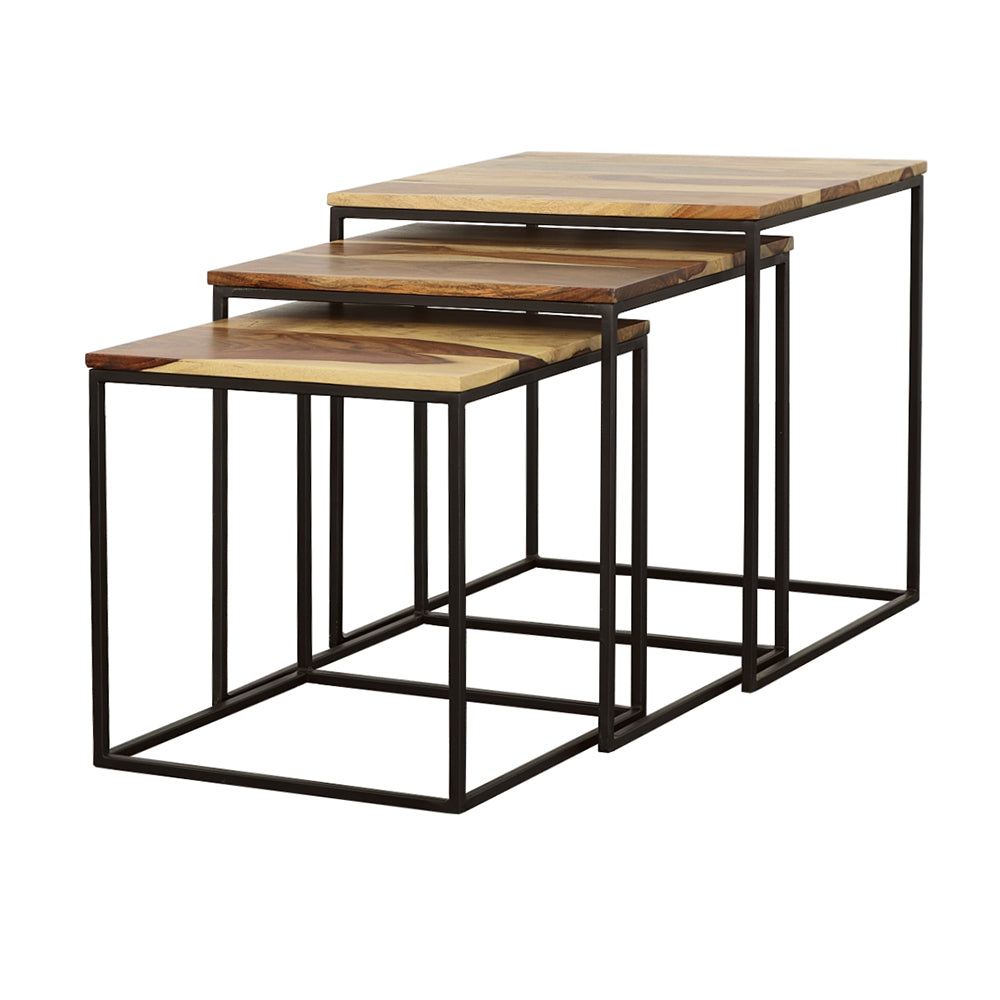 Belcourt Square Nesting Tables Natural and Black