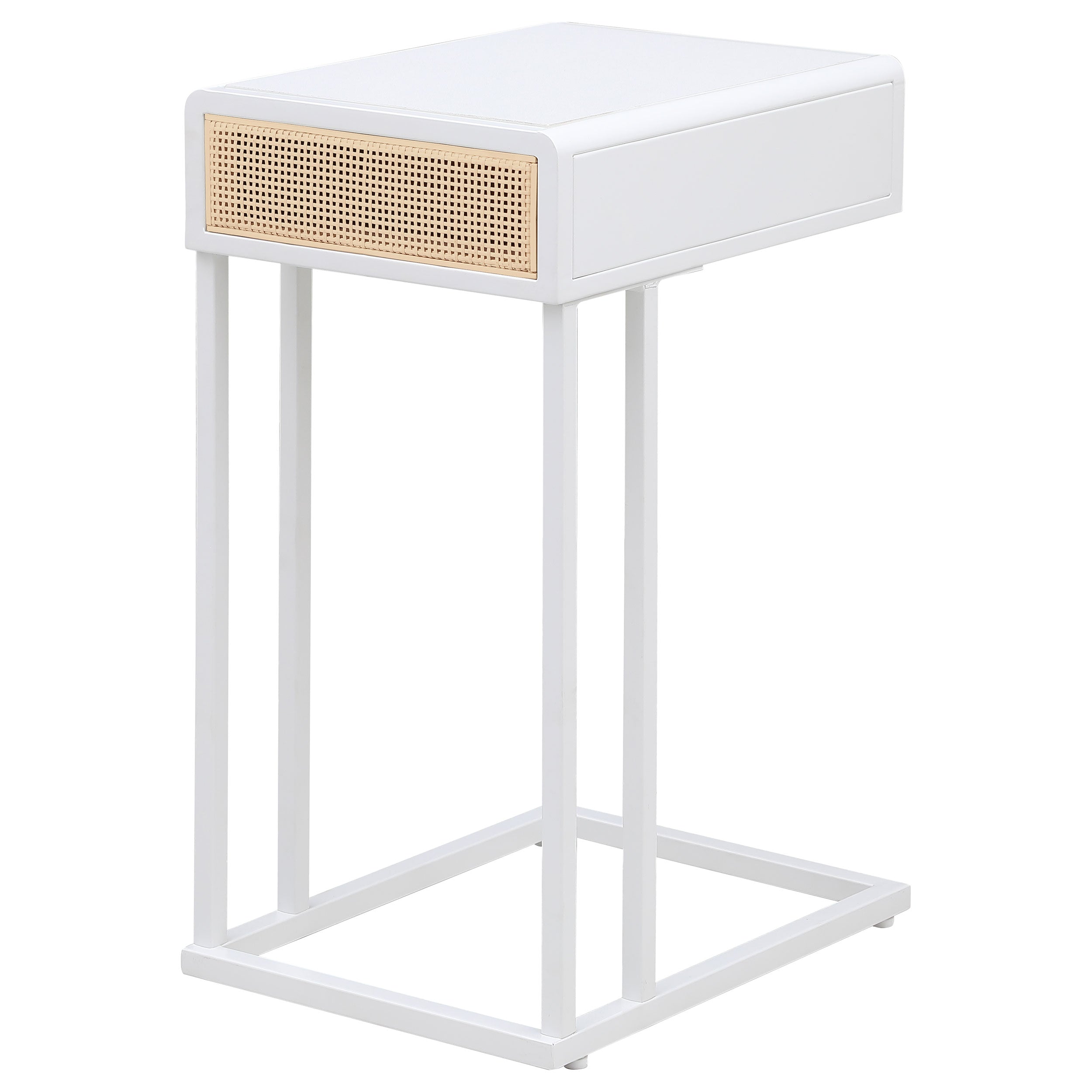 Amherst 1-drawer Radio Weave Cane Metal Side Table Black