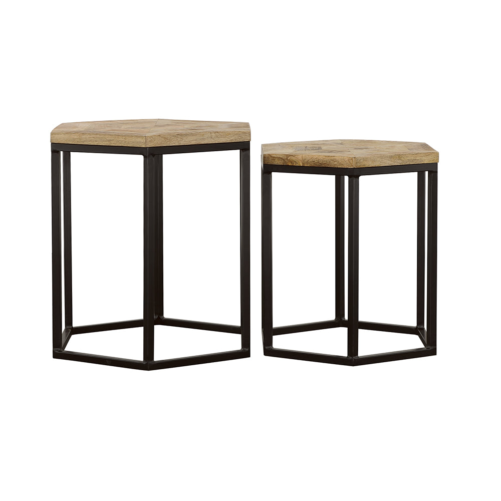 Adger Hexagonal Nesting Tables Natural and Black
