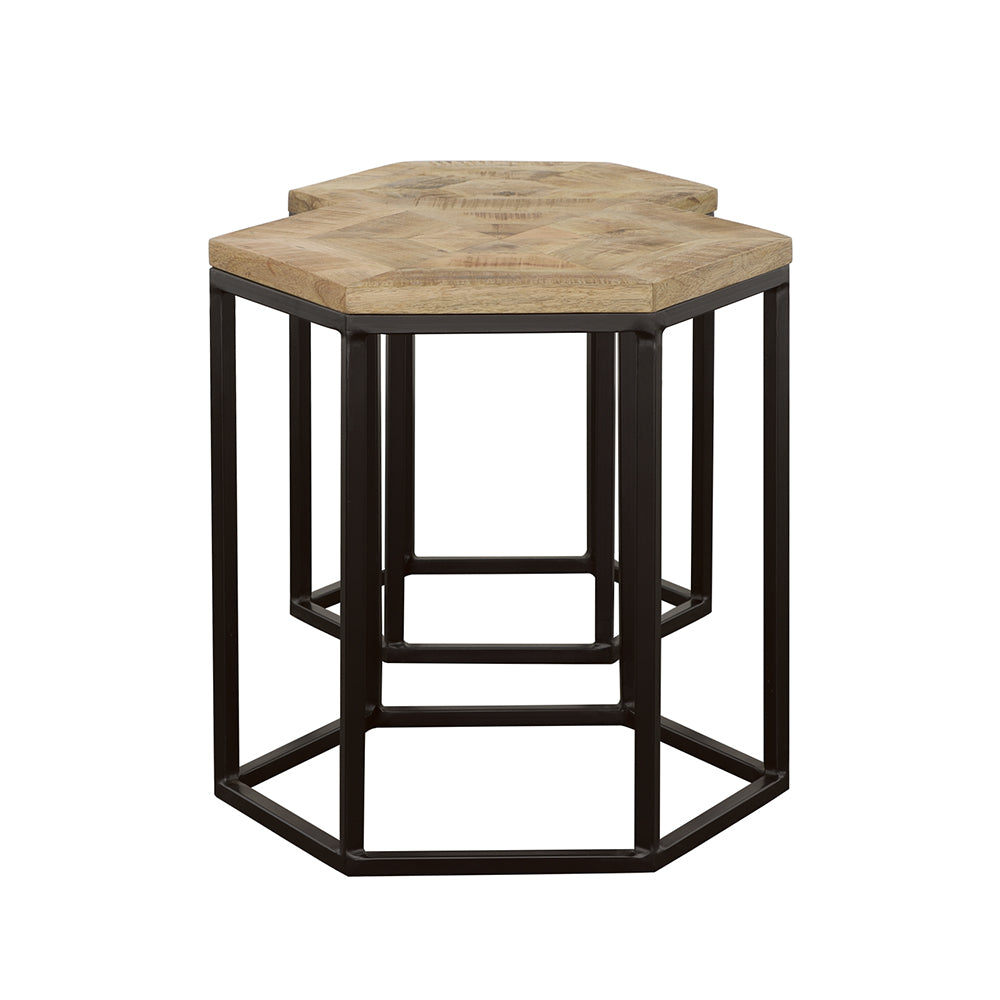 Adger Hexagonal Nesting Tables Natural and Black