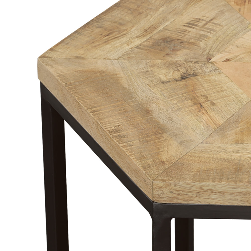 Adger Hexagonal Nesting Tables Natural and Black