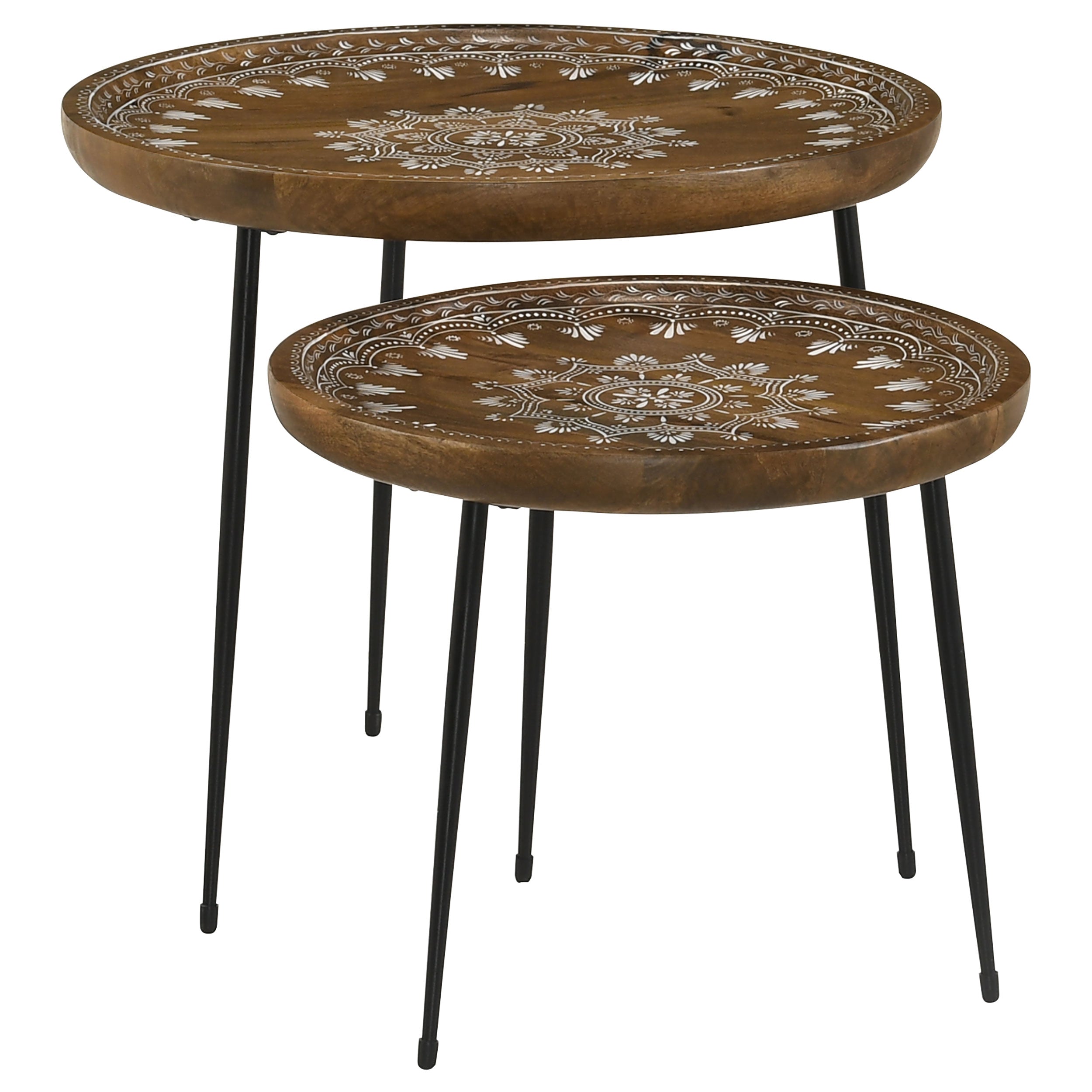 Nuala Round Mango Wood Nesting Tables Honey